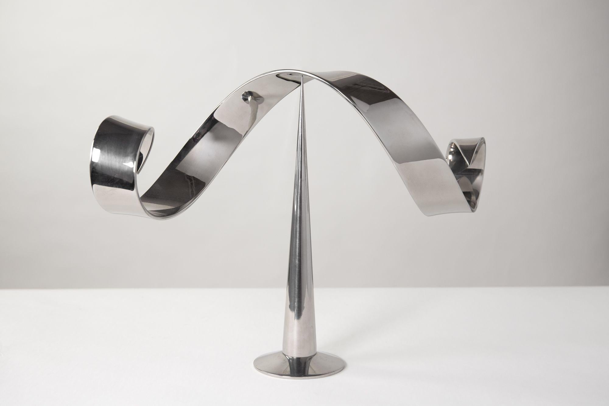 Americano David Herschler Chrome Kinetic Table Top Mid Century Modern Sculptures 76 in vendita