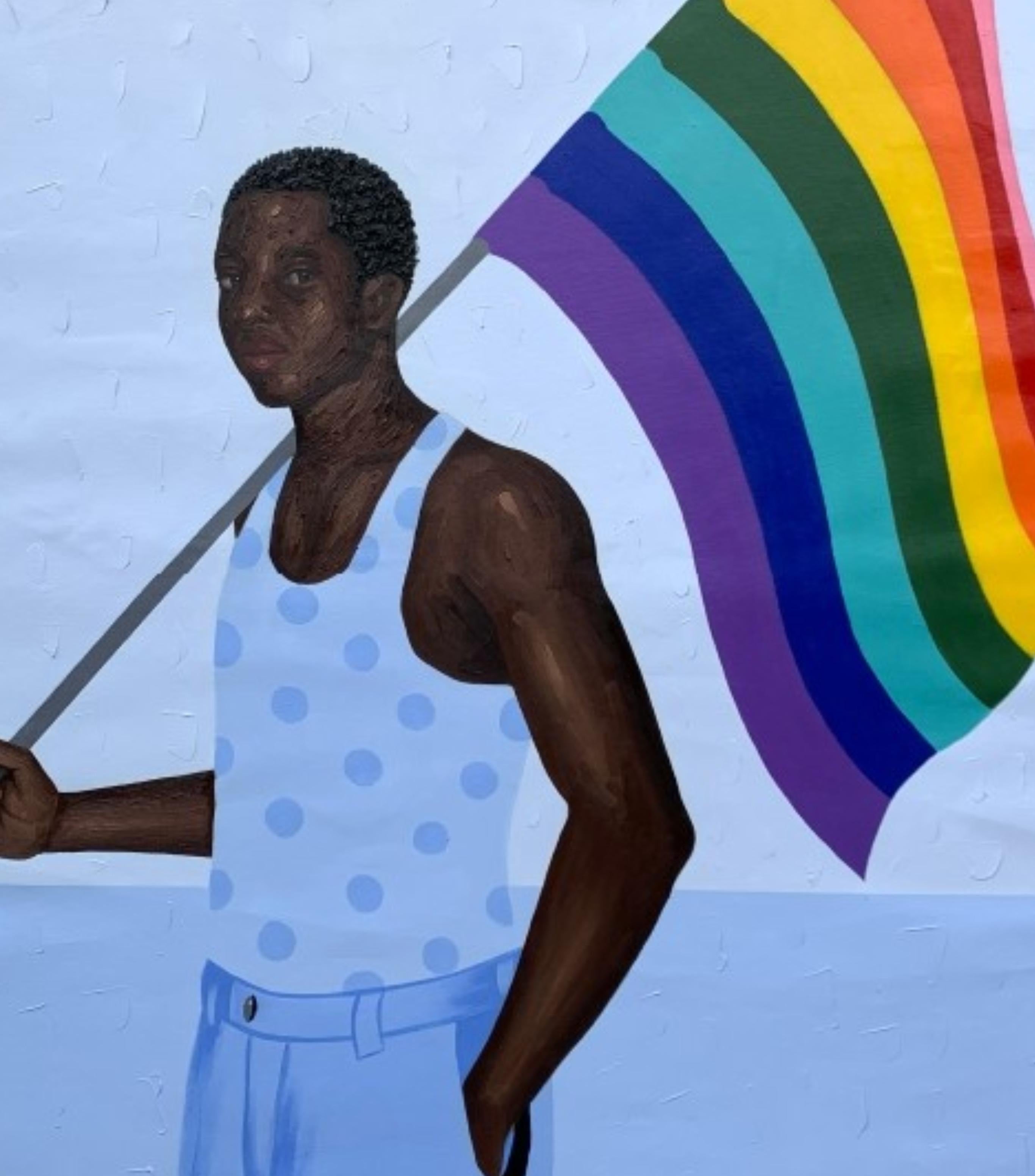 Conta gli arcobaleni, non i temporali -21° secolo, Ritratto contemporaneo - Painting Espressionista di Elijah Olanase