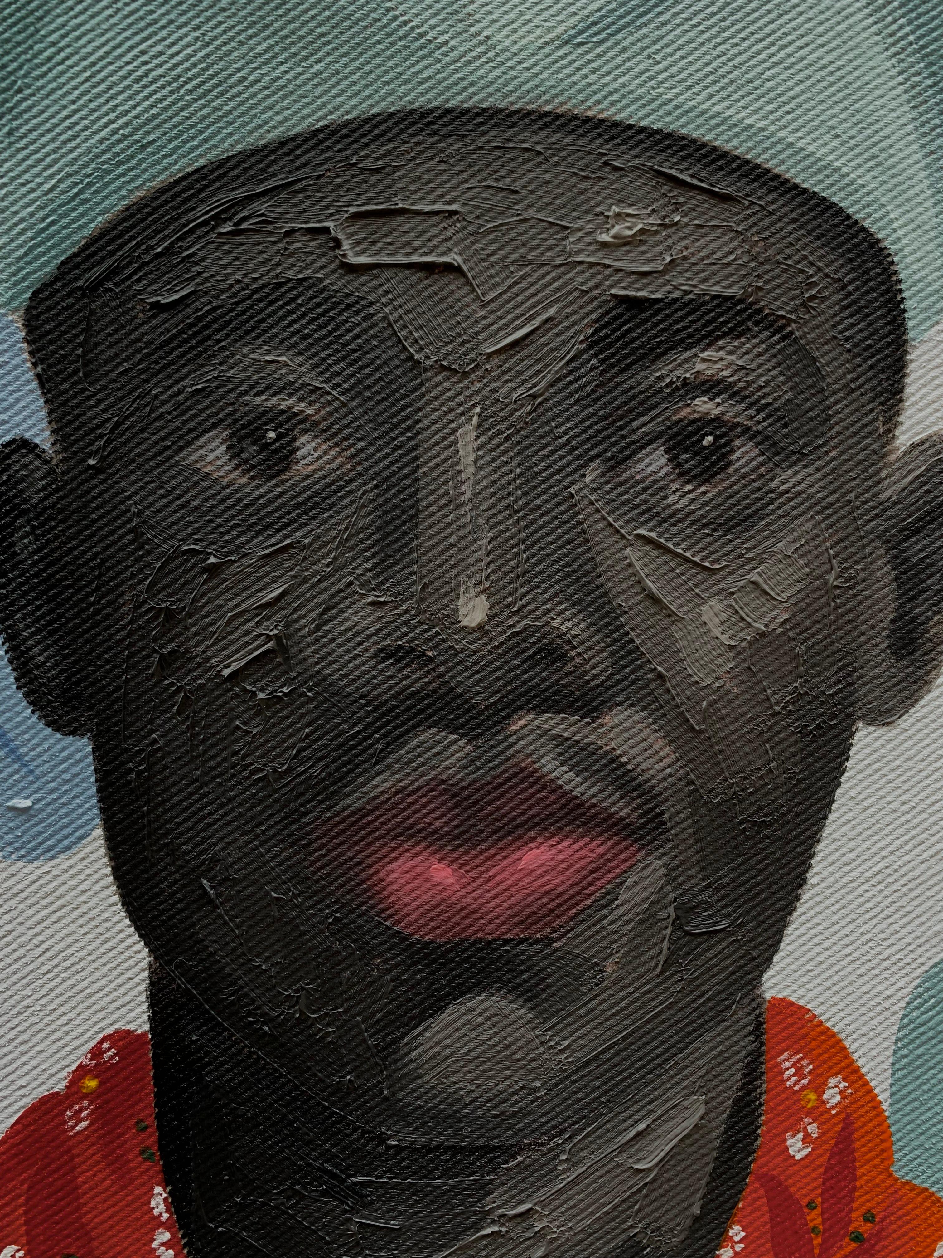 Every Man Has His Own Time - 21st Century, Contemporary, Figurative, Women, Bird - Painting by Elijah Olanase
