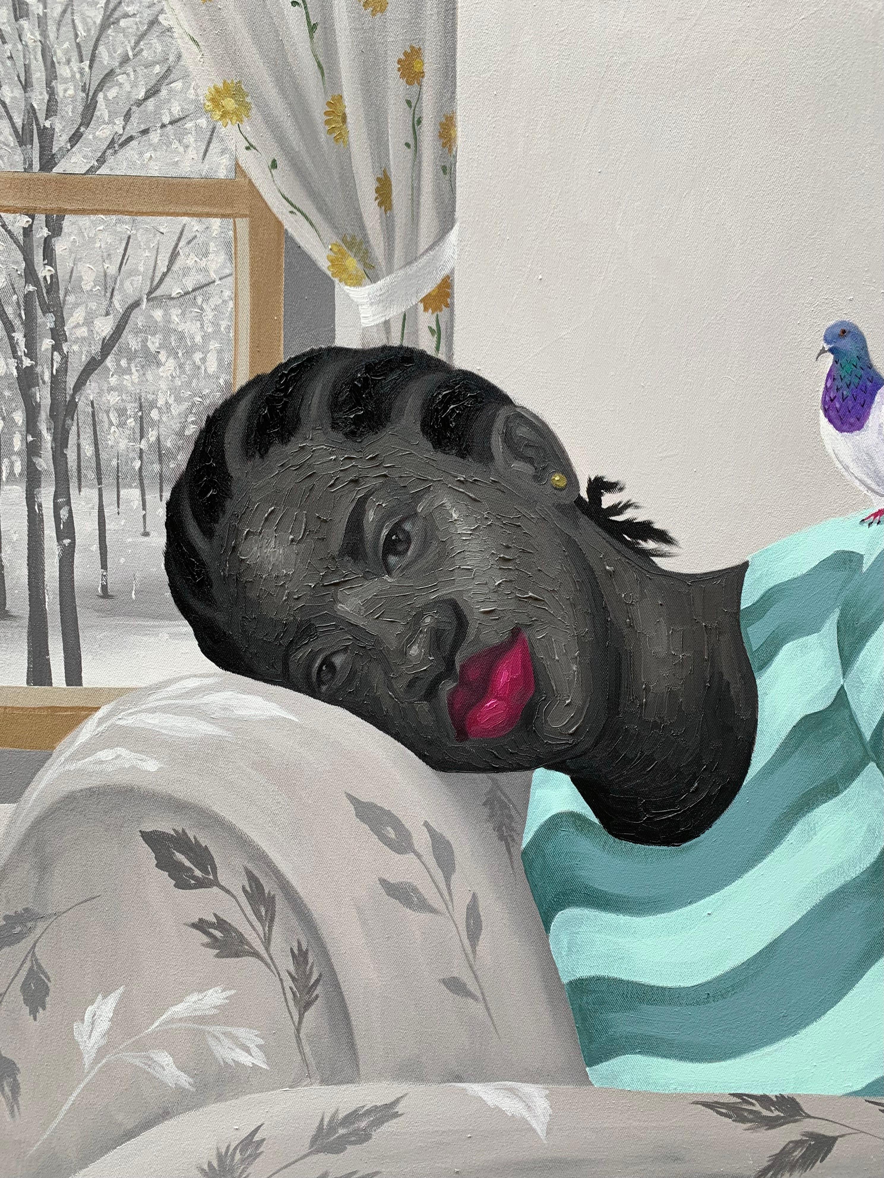 One Mind With Many Thoughts - 21st Century, Contemporary, Figurative, Women - Painting by Elijah Olanase