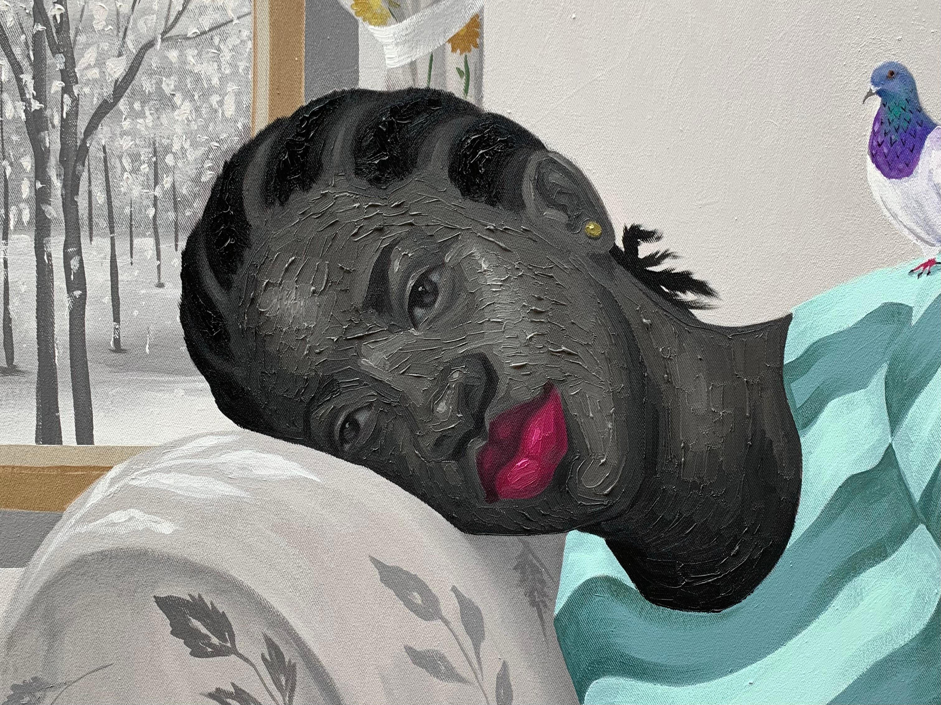 One Mind With Many Thoughts - 21st Century, Contemporary, Figurative, Women - Expressionist Painting by Elijah Olanase