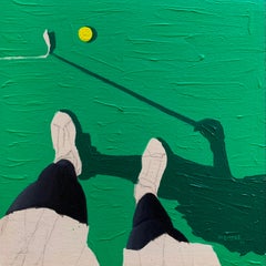 One More Shot 1 - 21e siècle Contemporain Figuratif, Sport, Golf, Vert