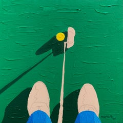 One More Shot 2 - 21st Century Contemporary Figurative, Sport, Golf, Green