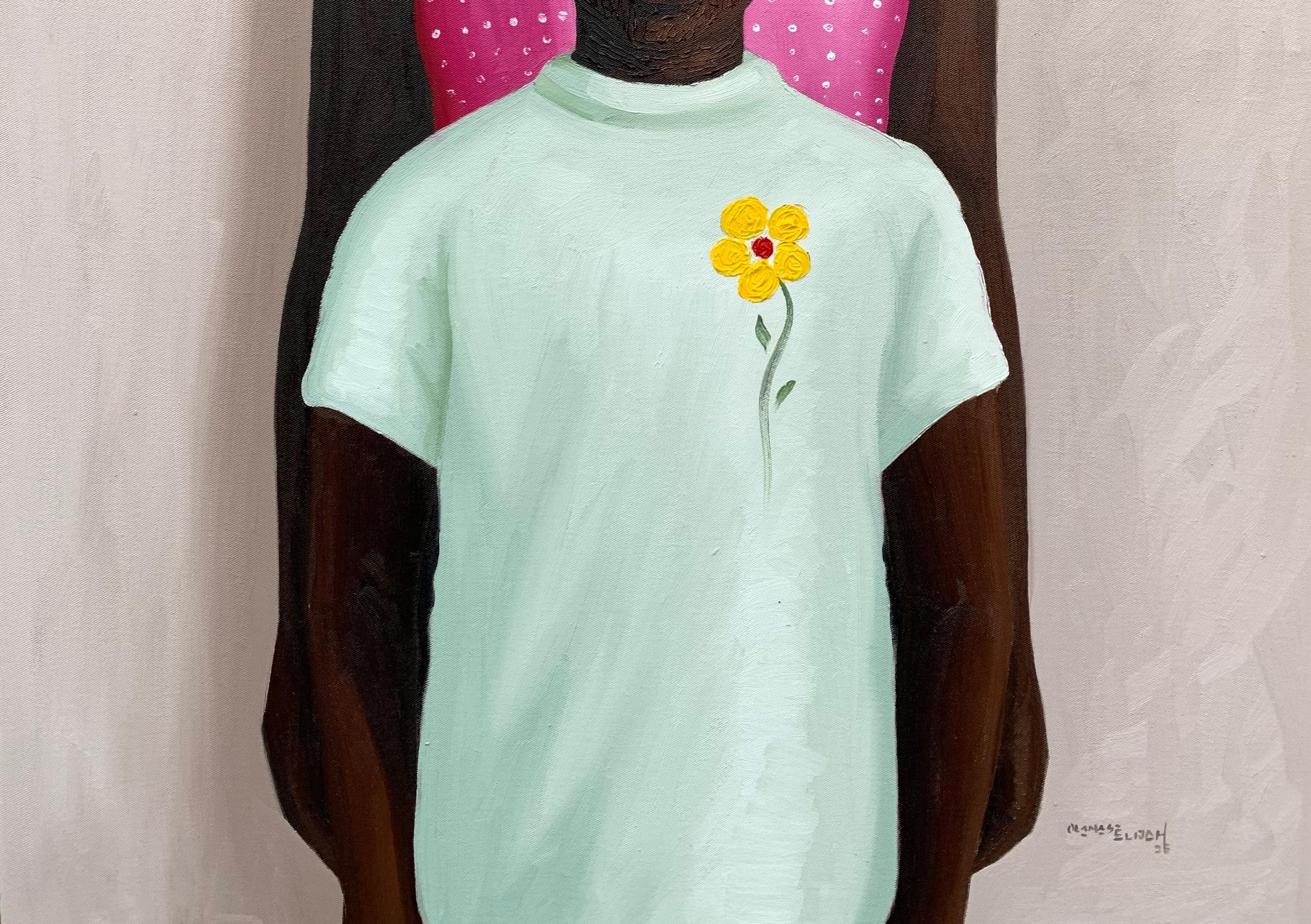 Lei è sempre alle mie spalle -21° secolo, Contemporaneo, Ritratto, Amore, Famiglia - Painting Espressionista di Elijah Olanase