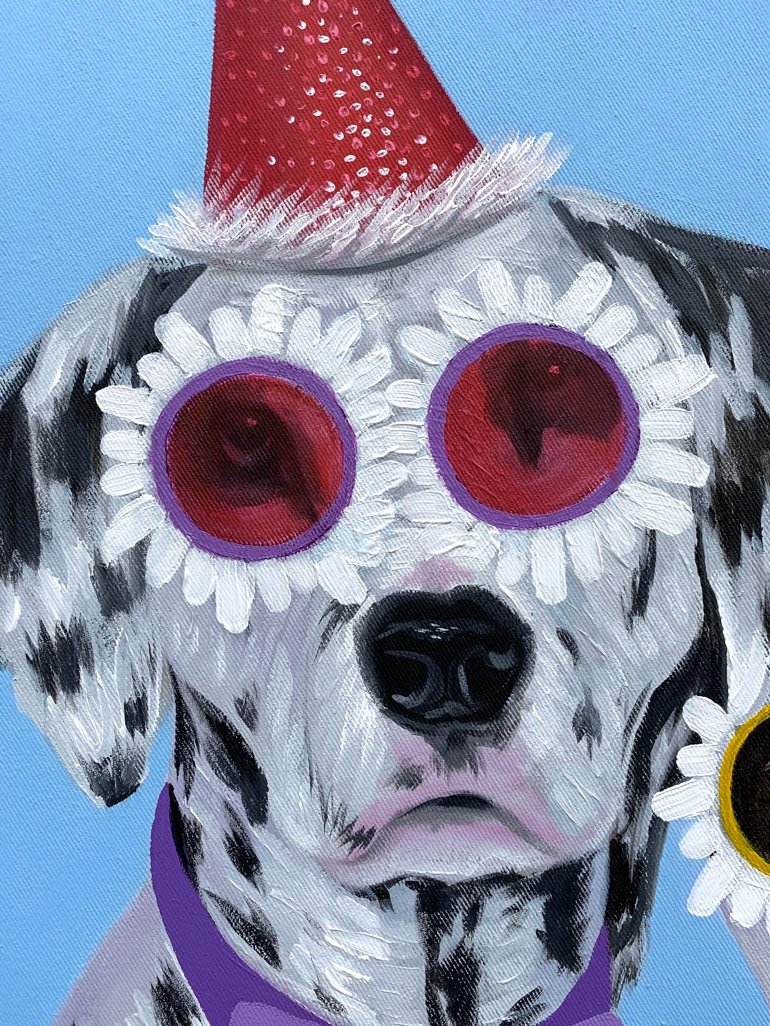 Wish You Merry and Happy 2 -21. Jahrhundert, Zeitgenössisch, Figurativ, Urlaub, Hund im Angebot 1