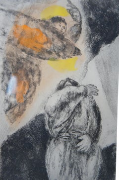 "Elijah's Vision" Marc Chagall 1930s Pencil Signed Colored Etching 89/100 Framed
