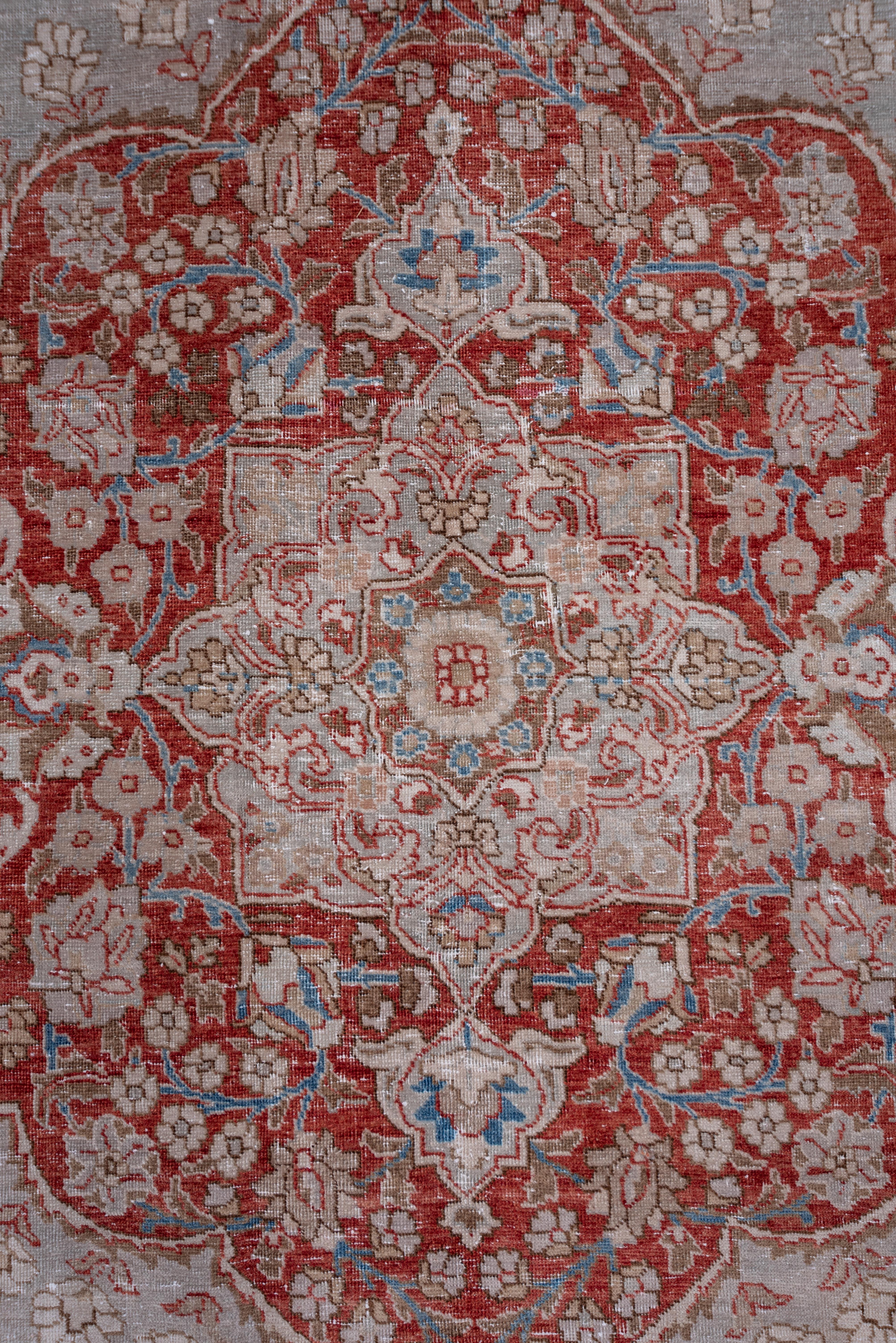 Hand-Knotted Eliko Rug by David Ariel Persian Tabriz Rug, Grey Subfield and Red Borders For Sale