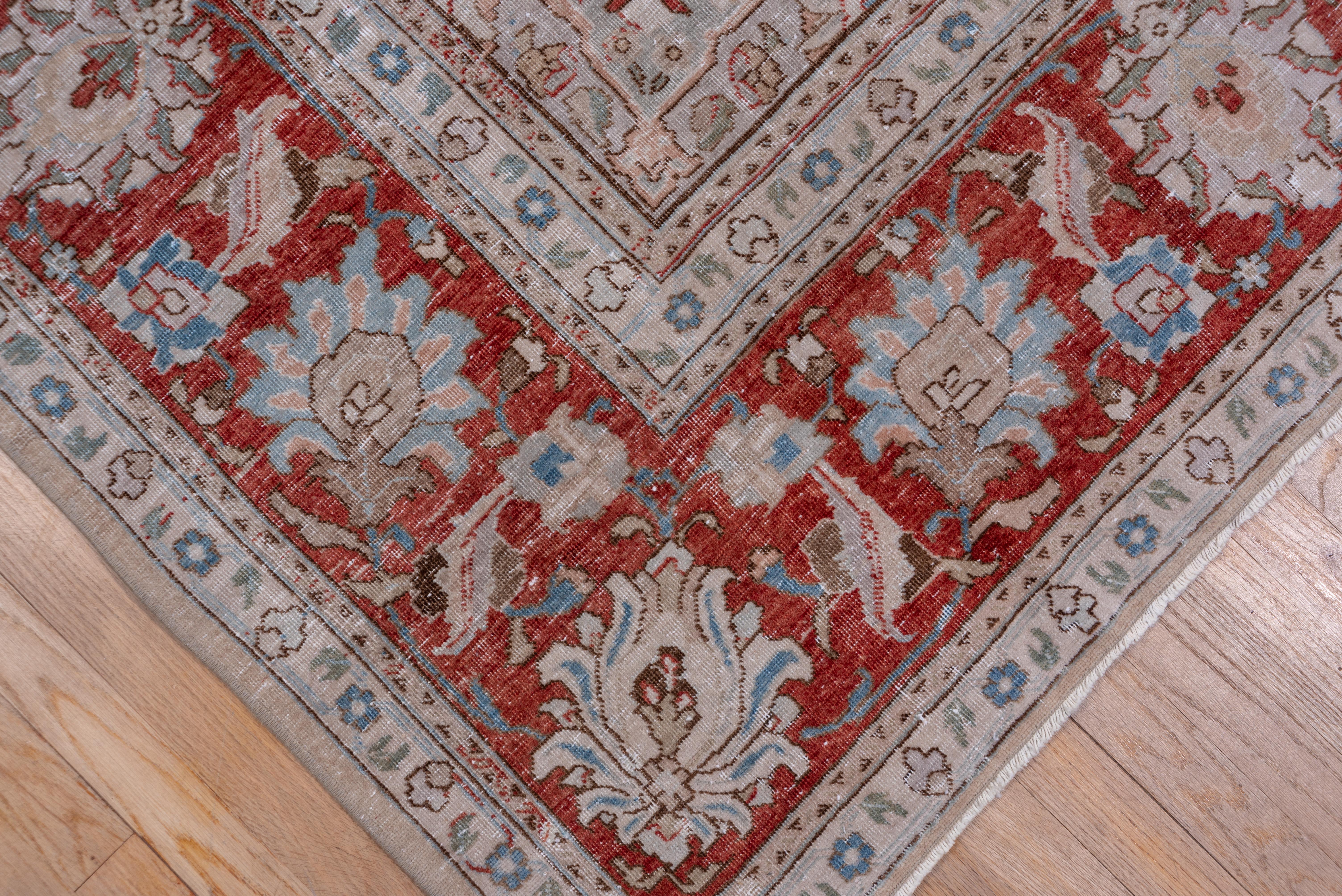 Mid-20th Century Eliko Rug by David Ariel Persian Tabriz Rug, Grey Subfield and Red Borders For Sale