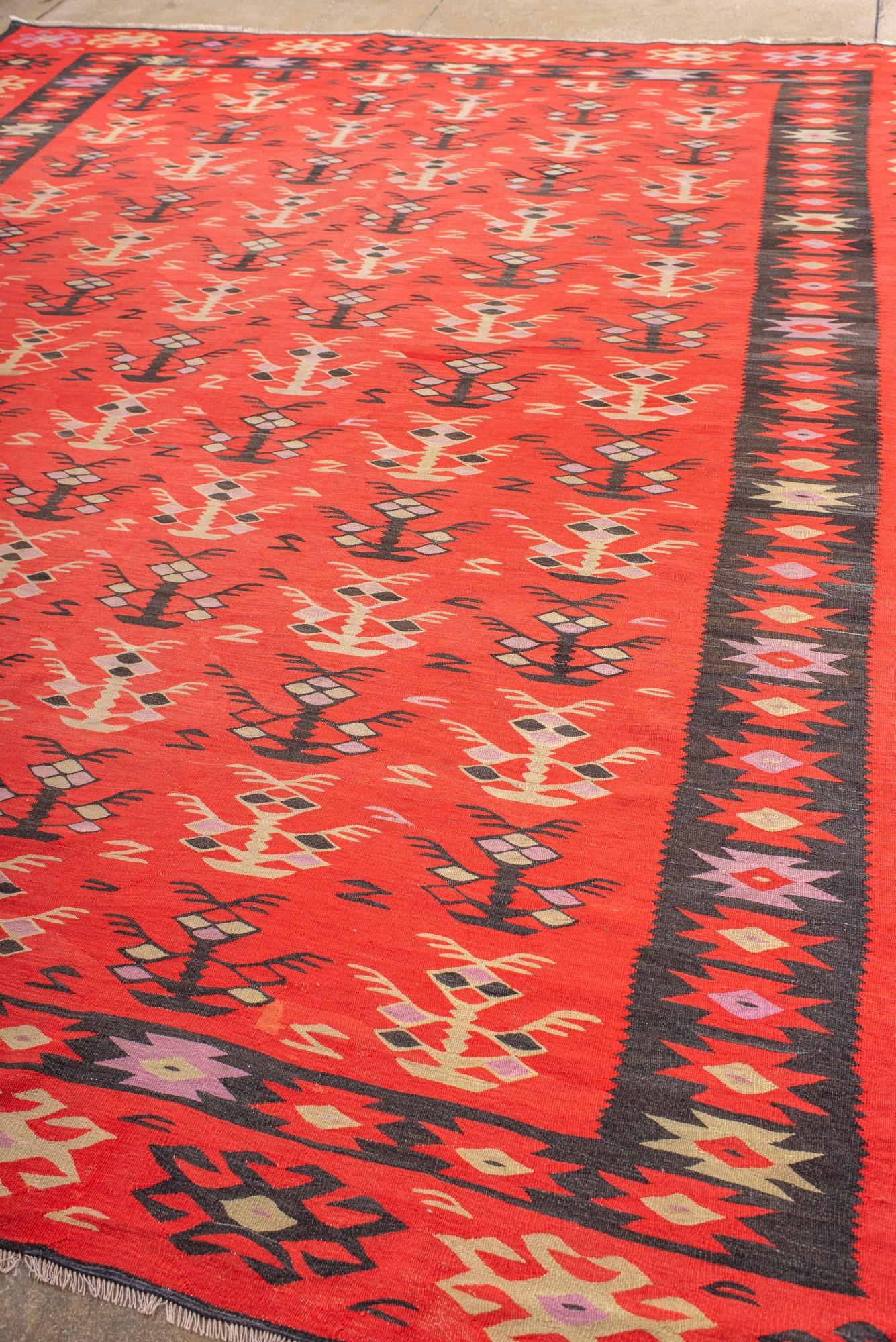 Moldovan Antique Kilim with Sarkoy Design For Sale