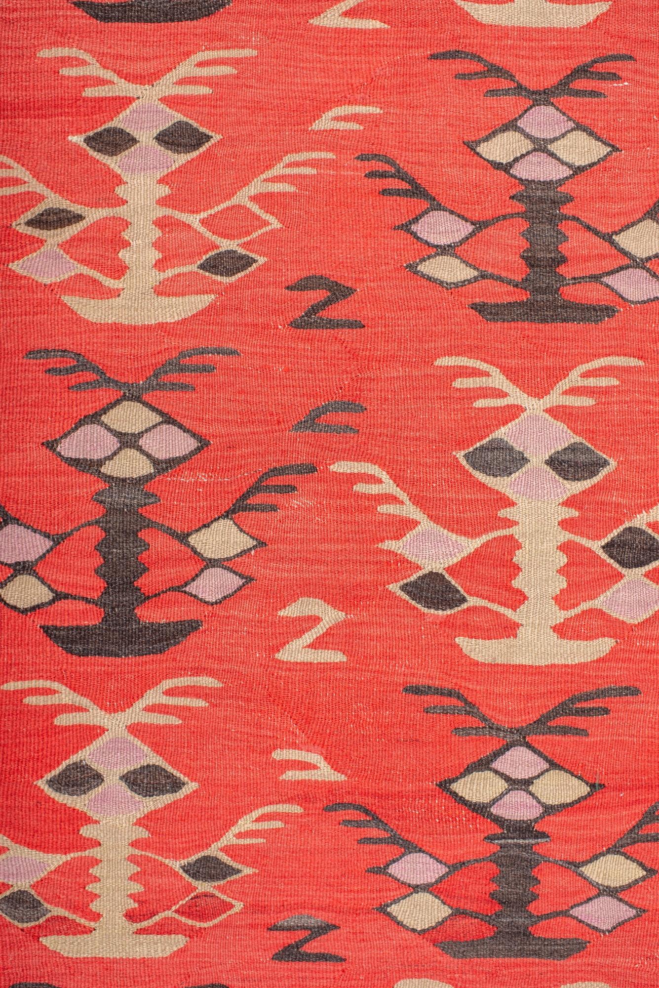 Hand-Knotted Antique Kilim with Sarkoy Design For Sale