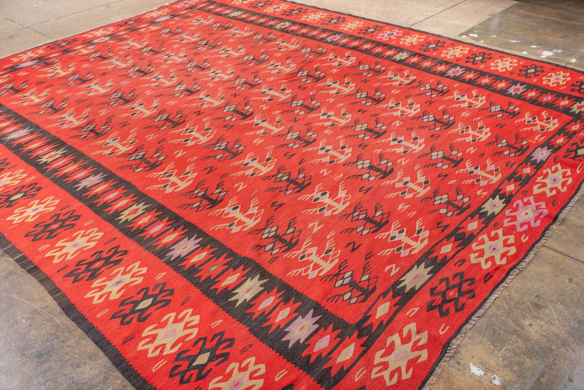 Wool Antique Kilim with Sarkoy Design For Sale