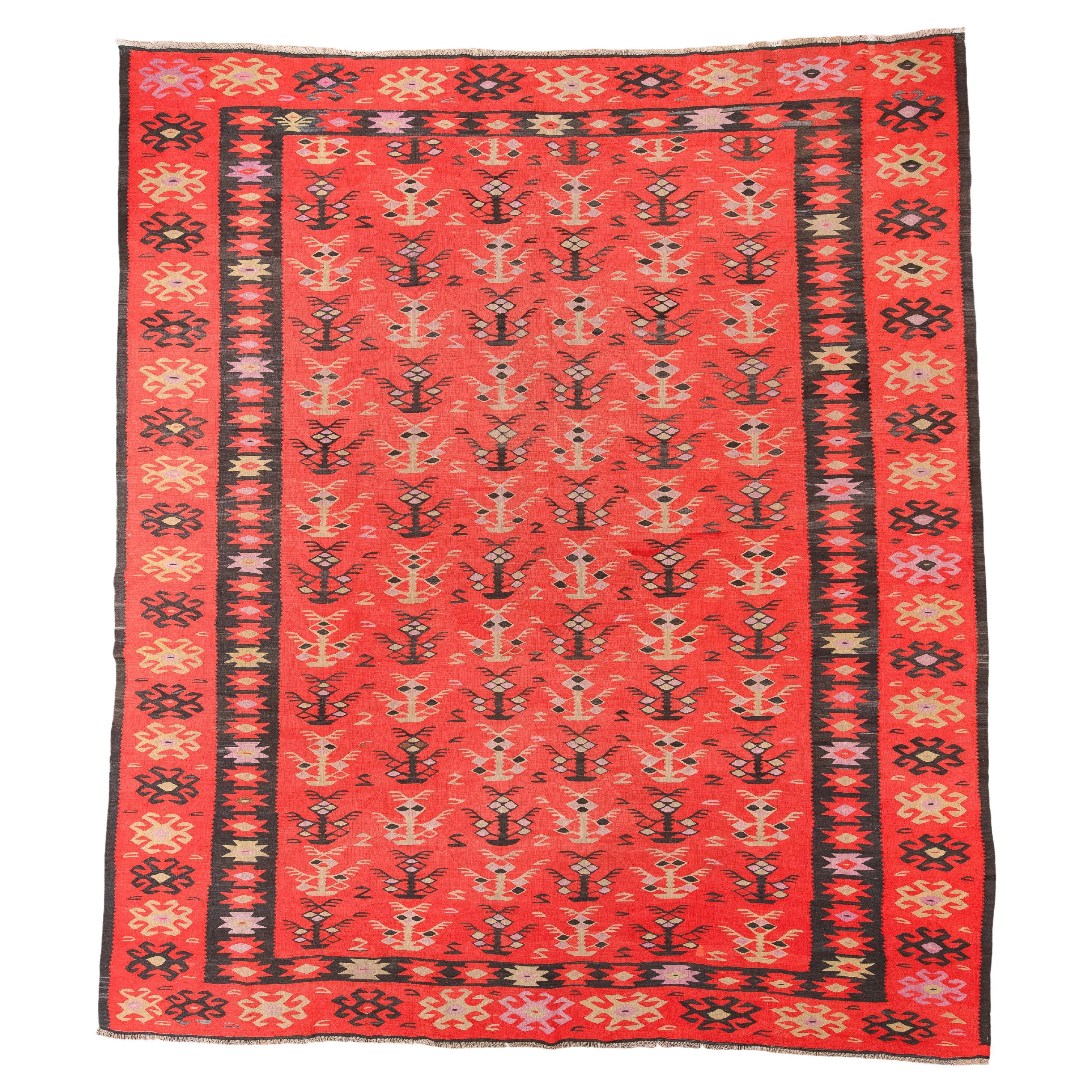 Antique Kilim with Sarkoy Design For Sale