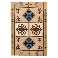 Rollaken antique en acajou et couleurs vert foncé
