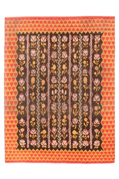 Antique Swedish Rug with a Floral Motif