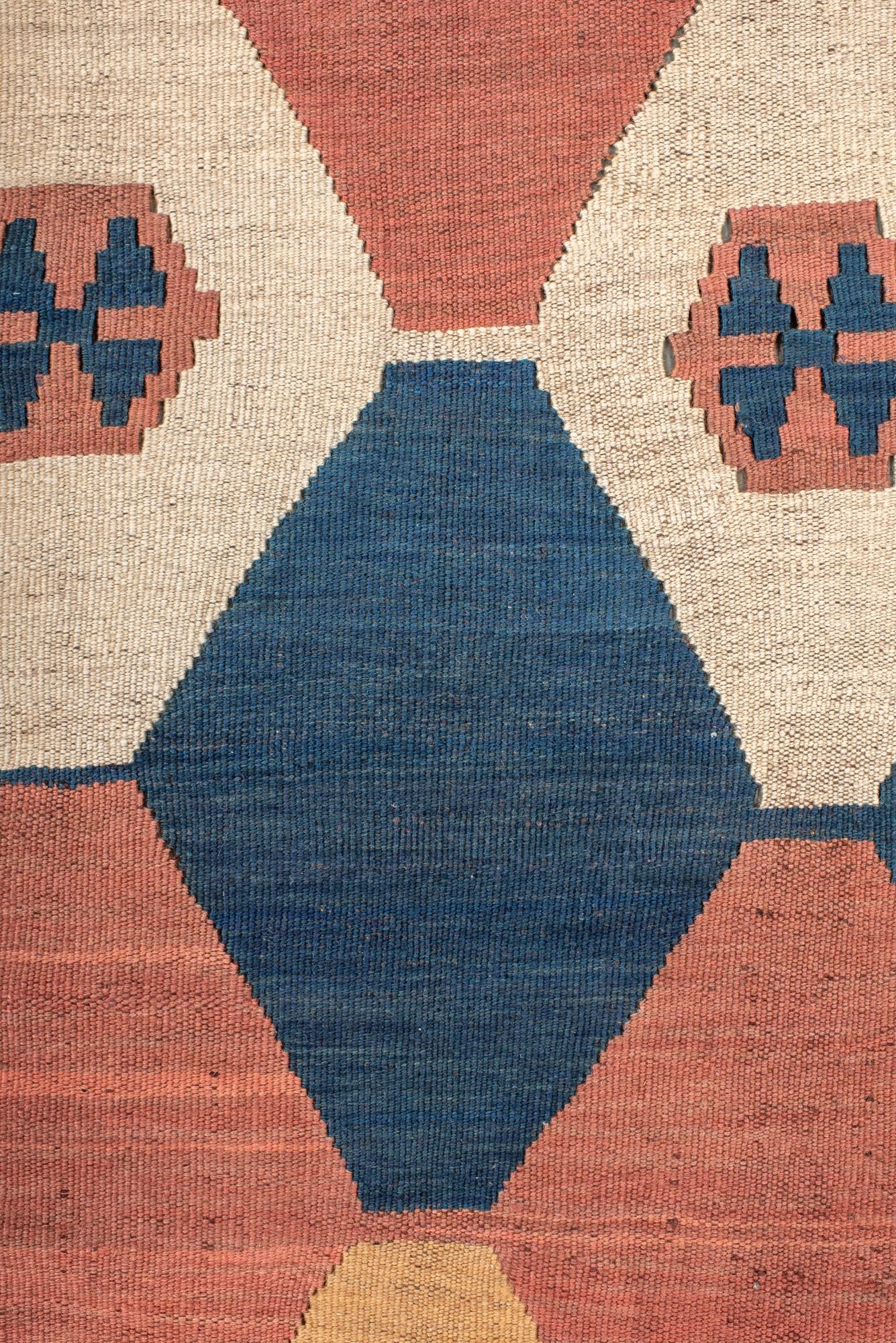 Hand-Knotted Antique Tazik Kilim Runner For Sale