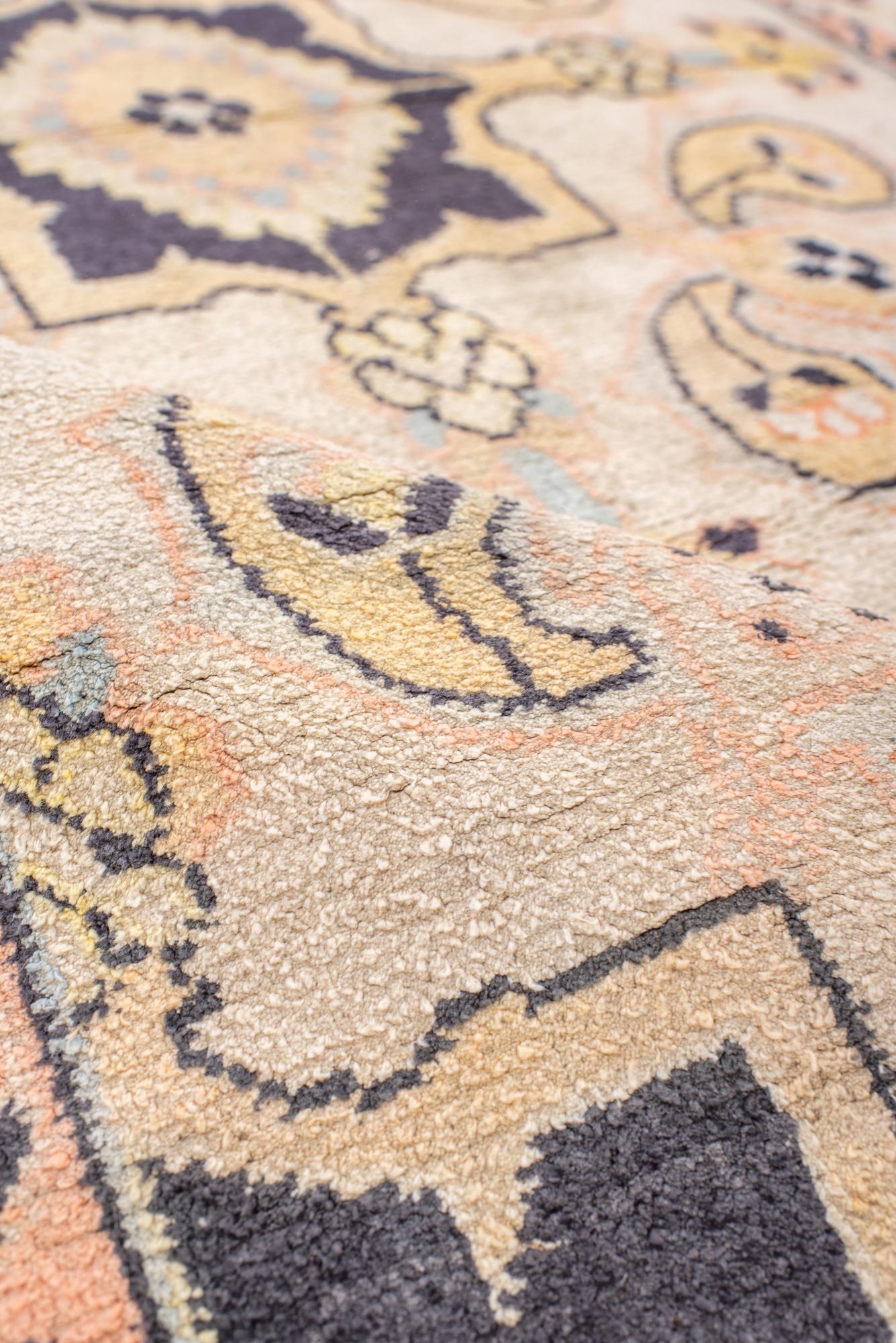 20th Century Antique Cotton Agra Rug with Pale Blue Field For Sale