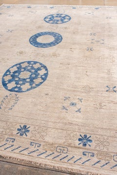 New Khotan Carpet with Three Moon Medallions
