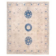New Khotan Carpet with Three Moon Medallions