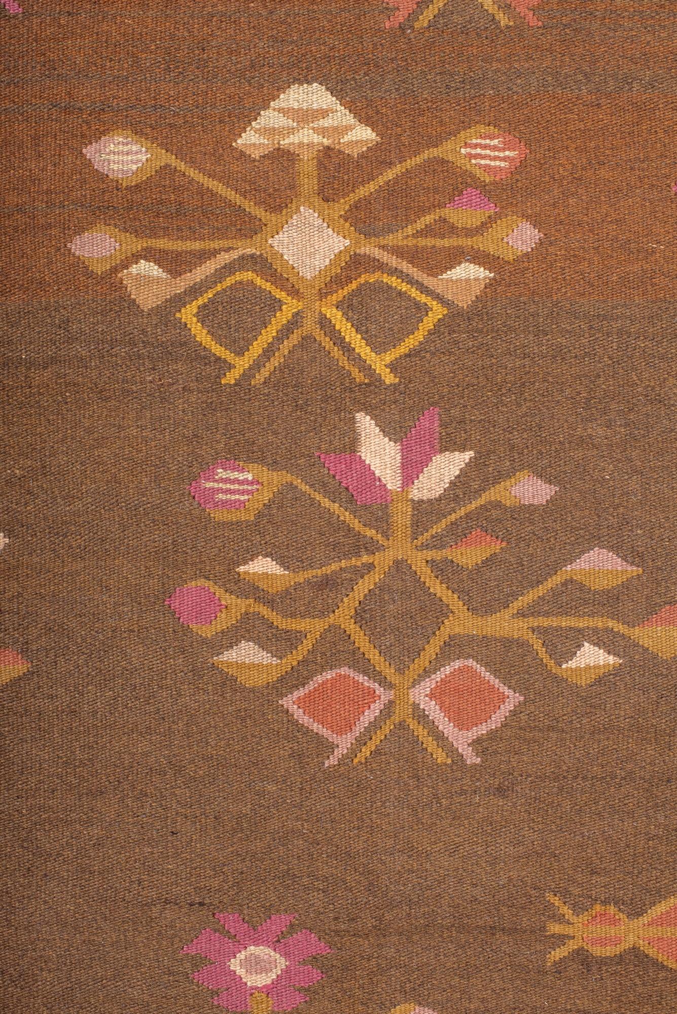 Hand-Knotted Antique Kilim with Floral Design, Circa 1900's For Sale