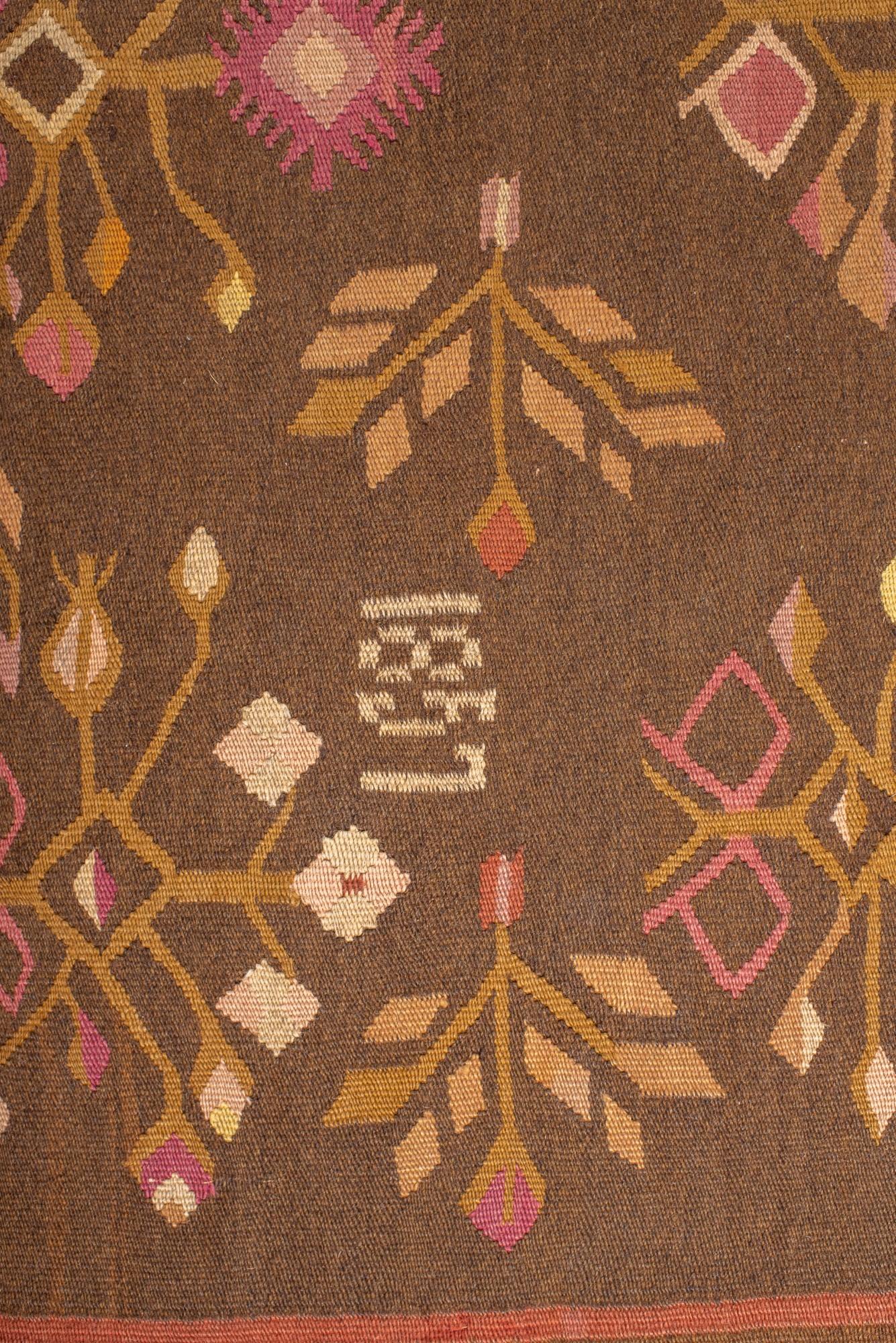 Wool Antique Kilim with Floral Design, Circa 1900's For Sale