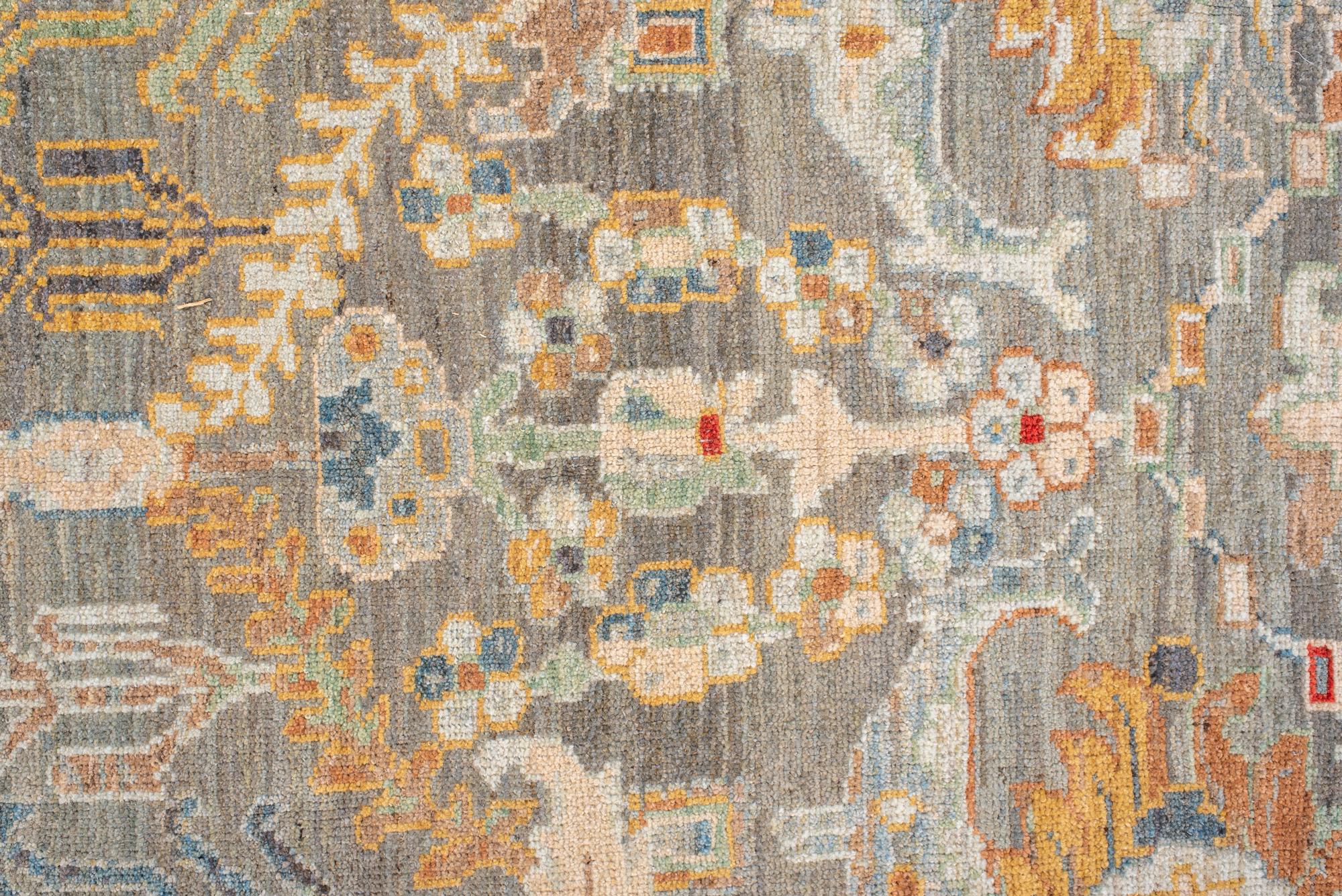 Persian Striking Light Green Sultanabad Square Carpet For Sale