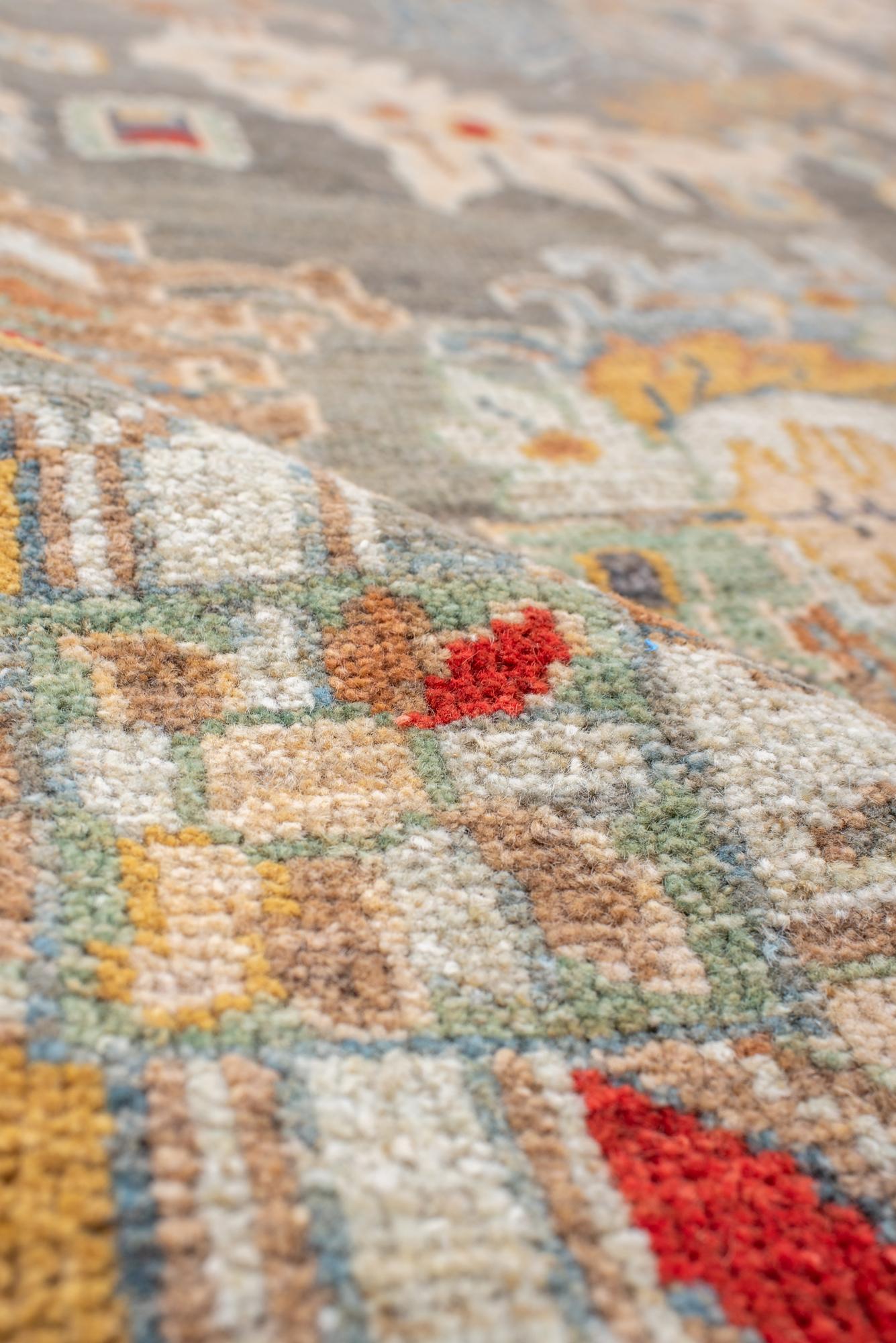 Contemporary Striking Light Green Sultanabad Square Carpet For Sale