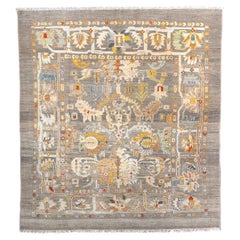 Remarquable tapis carré Sultanabad vert clair