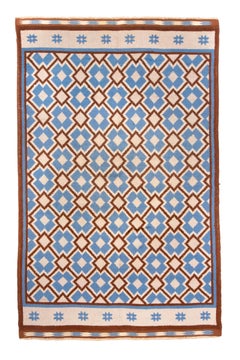 Vintage Swedish Rug with Geometric Design