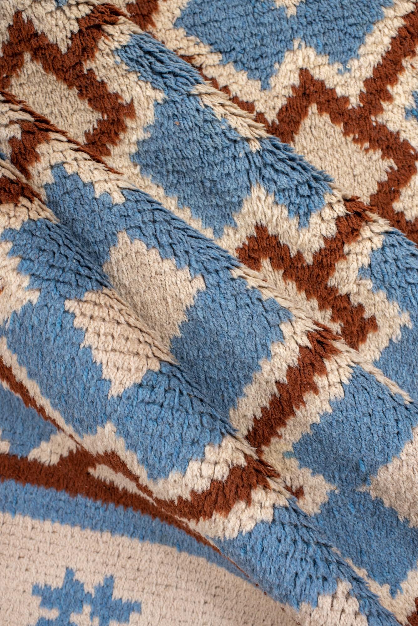 Annodato a mano Tappeto svedese vintage con design geometrico in vendita