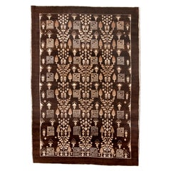 Vintage Baktiary Rug with a Mahogany Field