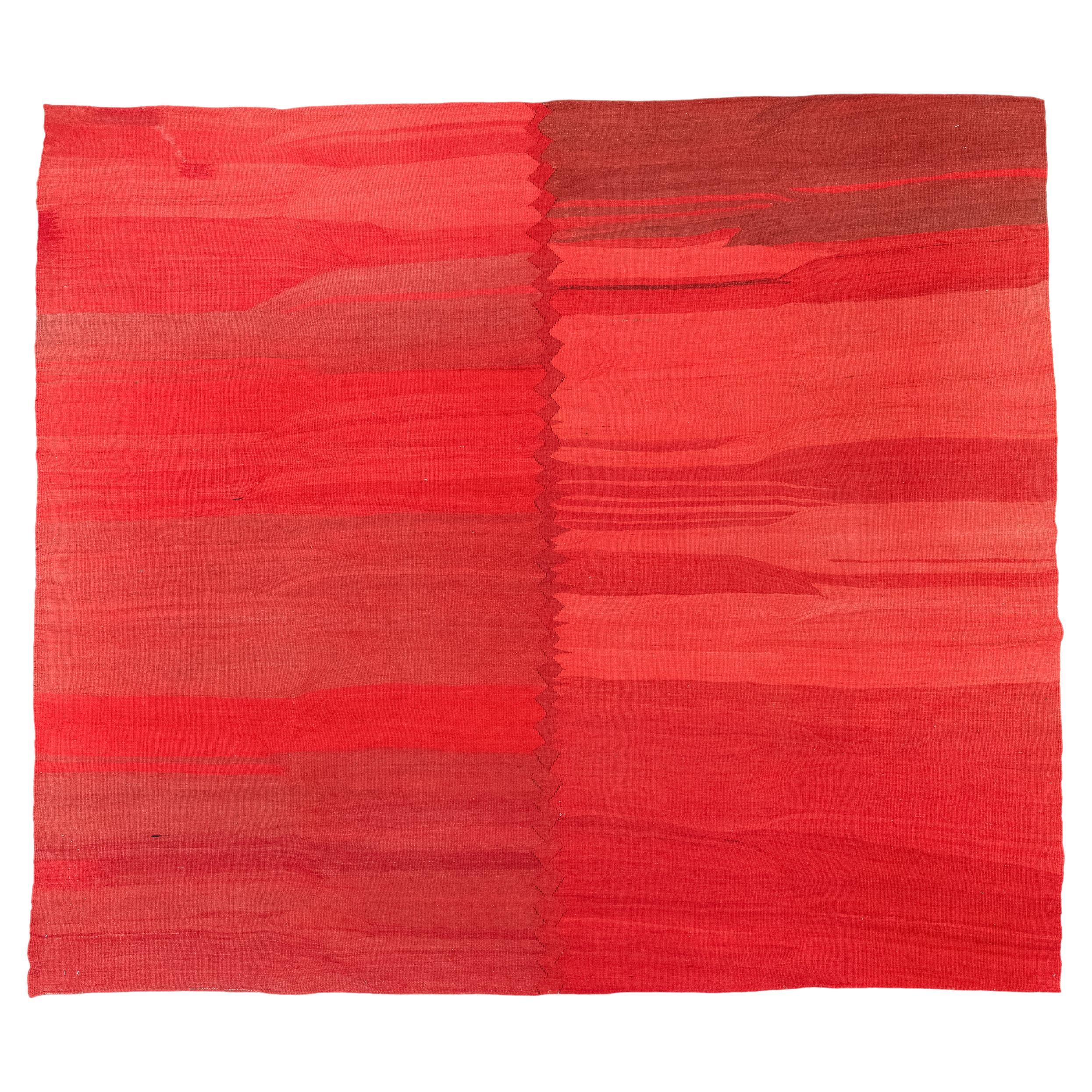 Vintage Red Monochrome Kilim For Sale