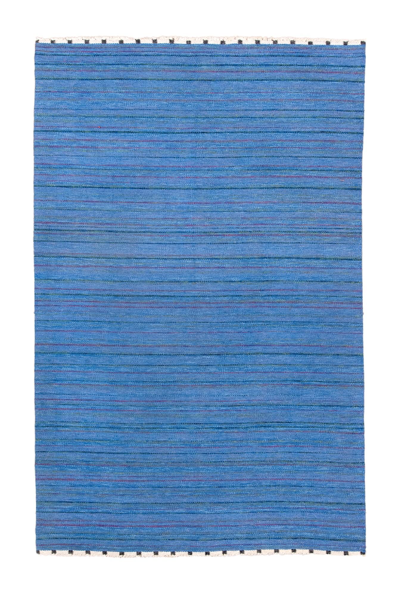 In the realm of Swedish craftsmanship, the 1950s saw the creation of a masterpiece: a 6X10 Rolakan Rug designed by Rakel Karlander. Adorned with hues of Bermuda Blue and Forever Blue, this rug features a captivating Monochrome Design that exudes