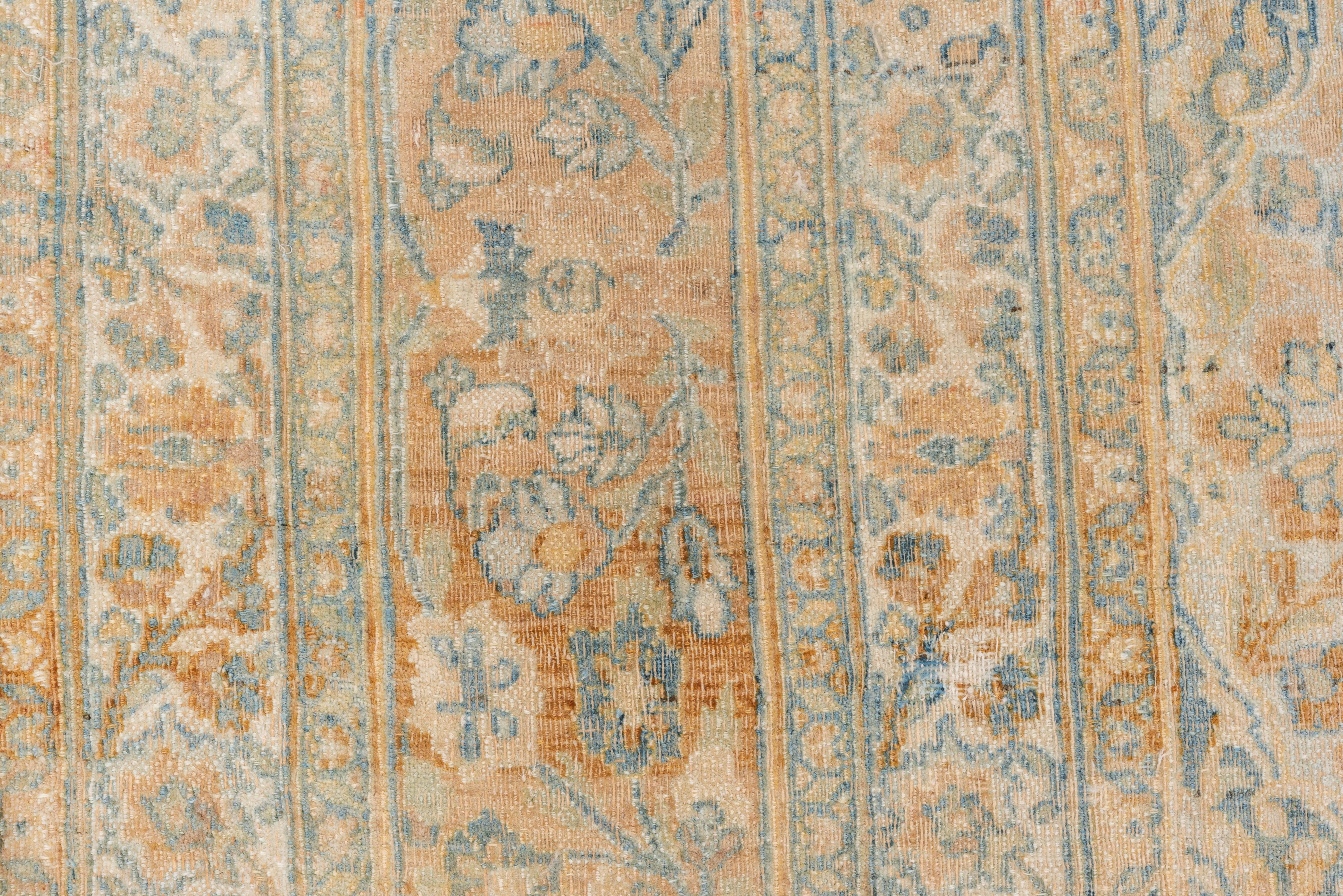 Persian Eliko Rugs by David Ariel Antique Blue and Peach Khorassan Rug, circa 1930s For Sale