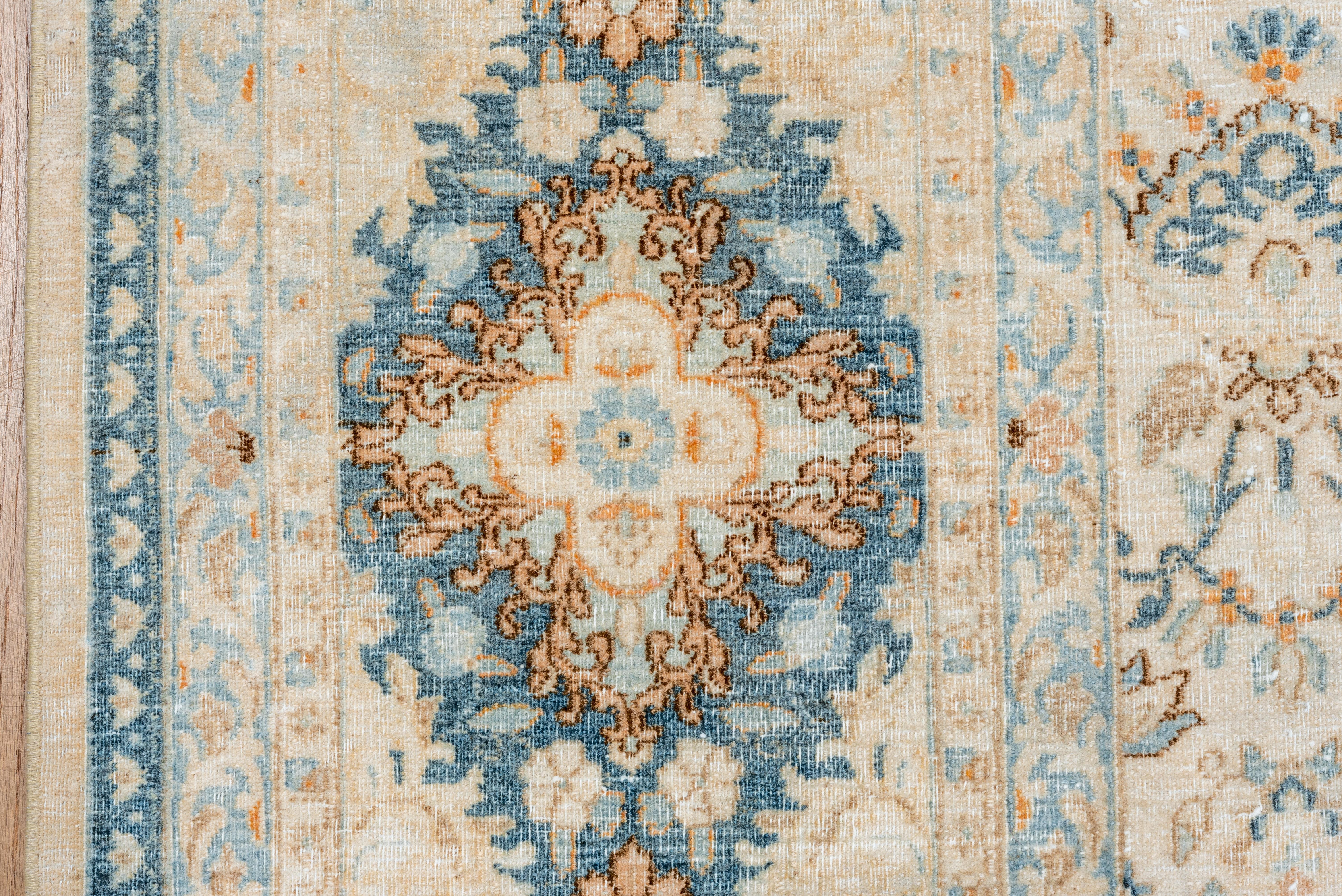 Kirman Eliko Rugs by David Ariel Antique Kerman Rug, Allover Field, Teal Accents For Sale