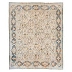 Eliko Rugs by David Ariel Antique Kerman Rug, Allover Field, Teal Accents