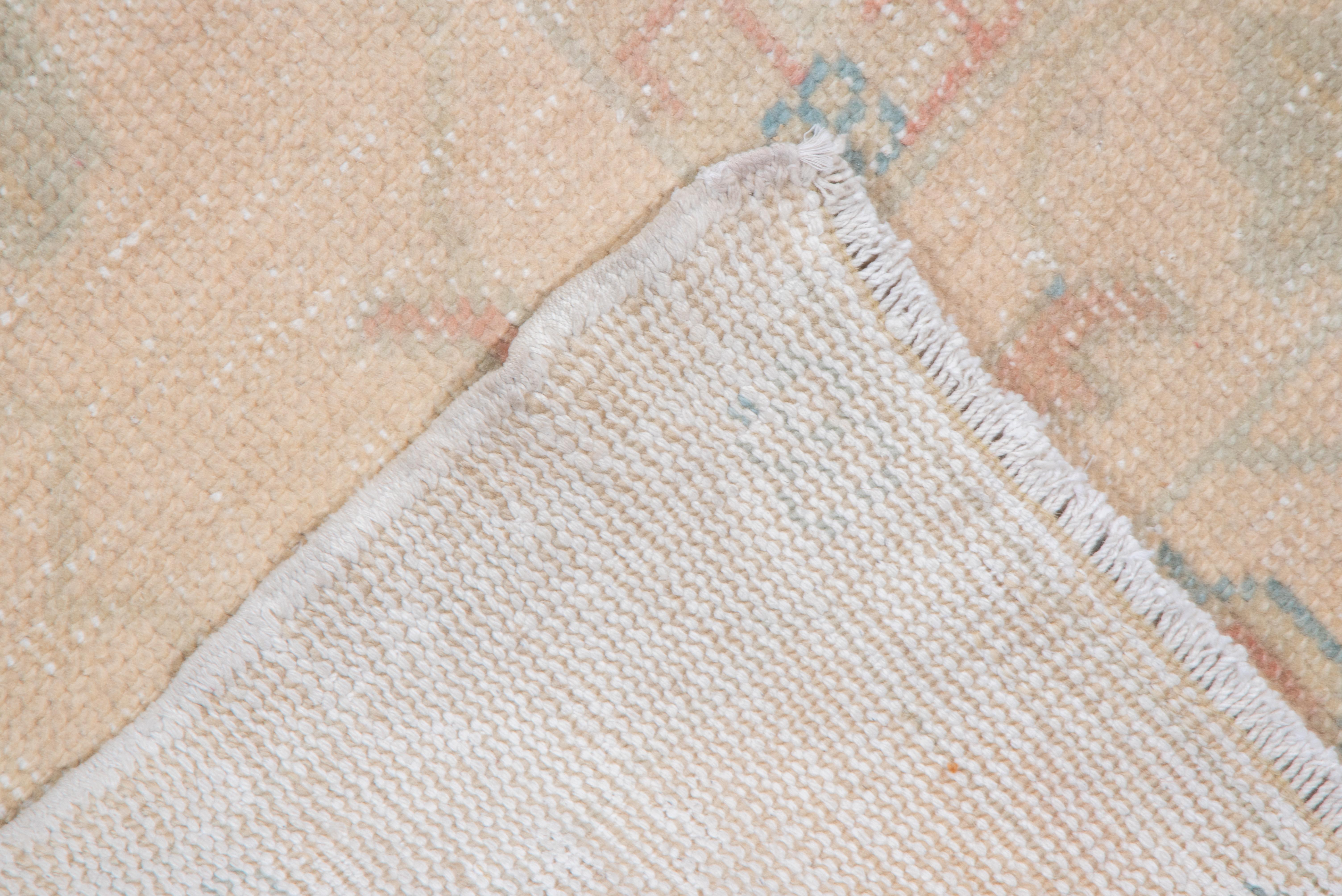 Mid-20th Century Antique Oushak Carpet, Cream Field and Pastel Accents For Sale
