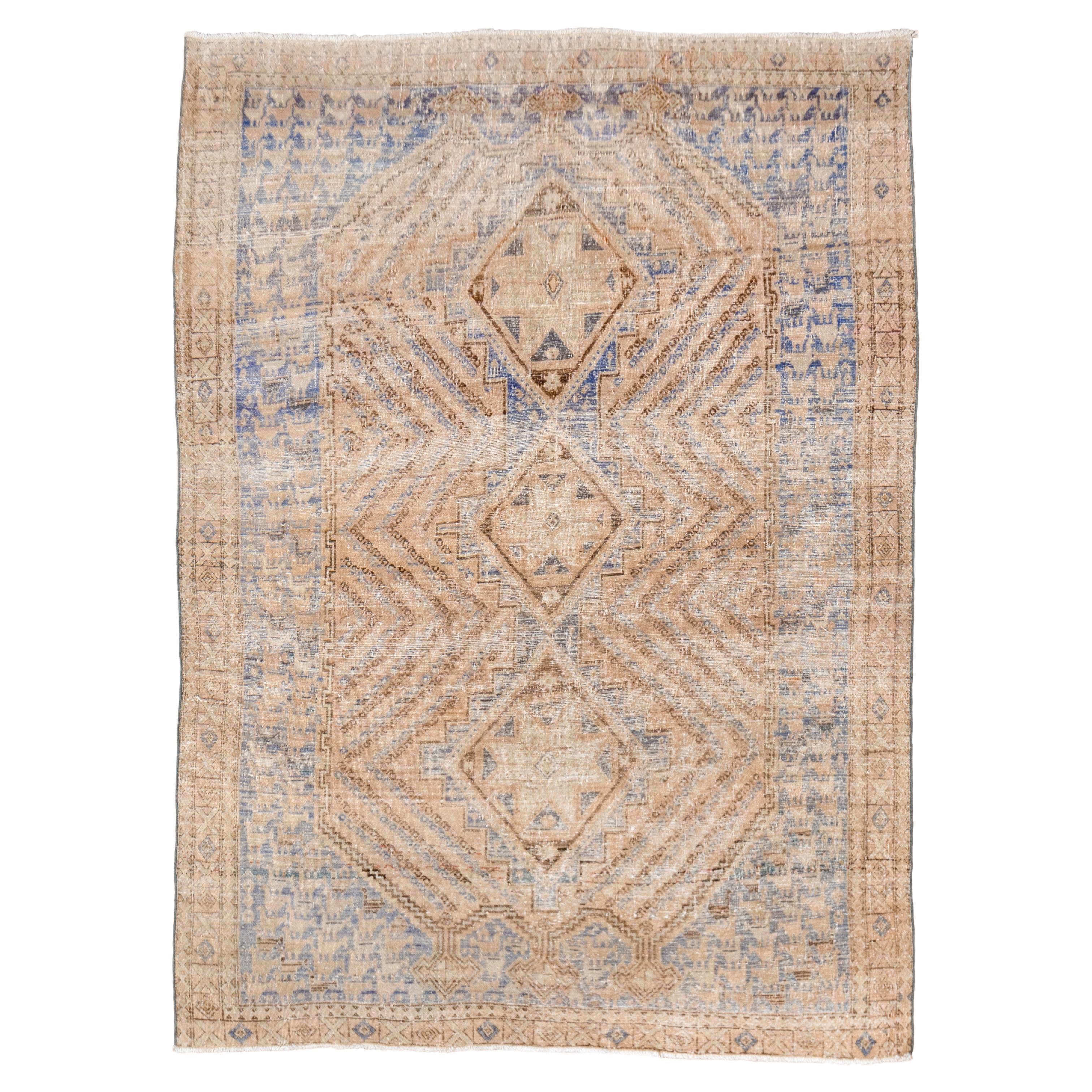 Eliko Rugs by David Ariel Antique Persian Afshar Scatter Rug, Neutral Tones For Sale