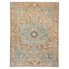 Retro Persian Bakhtiari Carpet with Blues and Browns