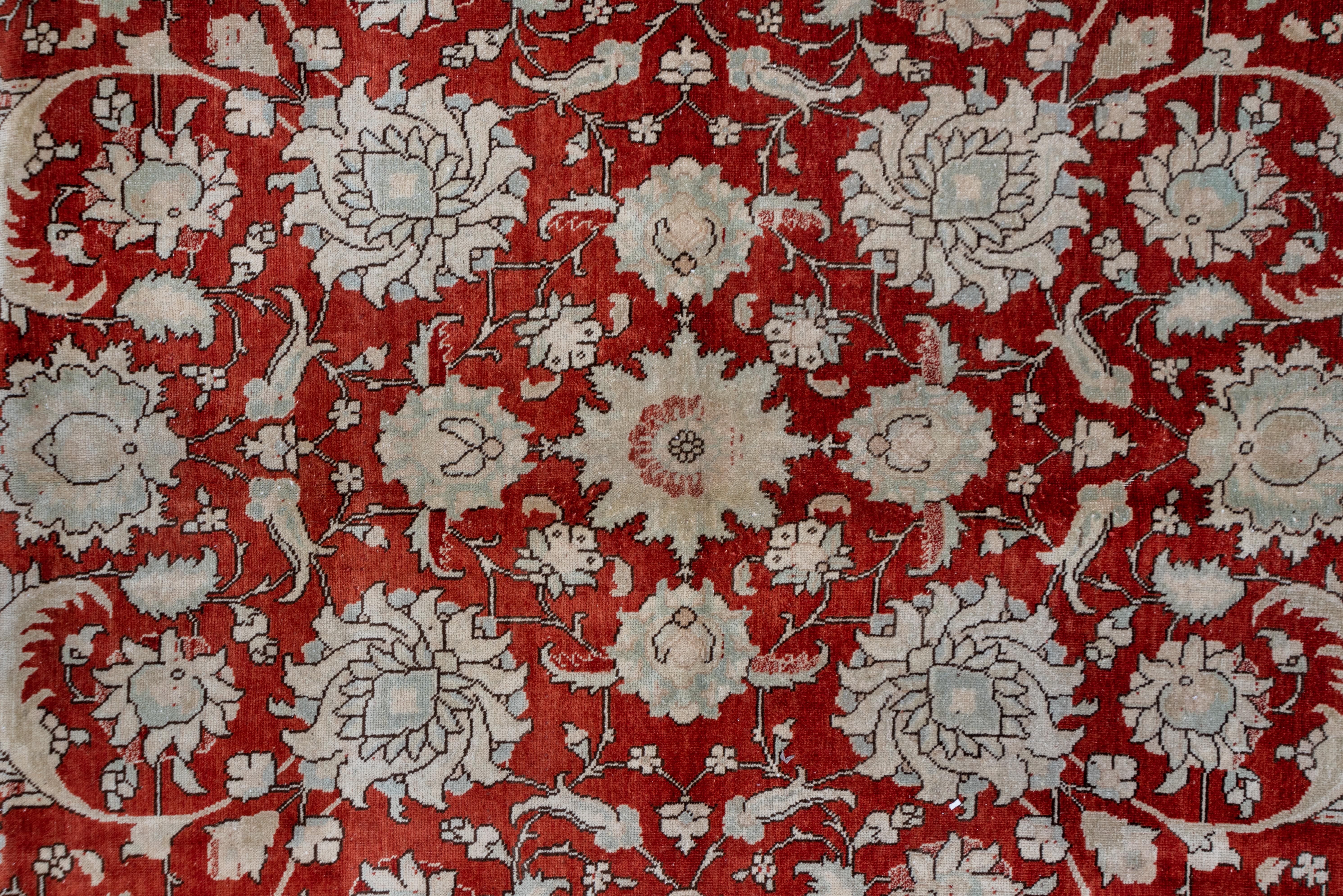 Hand-Knotted Antique Persian Tabriz Rug with a Red Allover Field For Sale