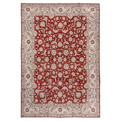 Vintage Persian Tabriz Rug with a Red Allover Field