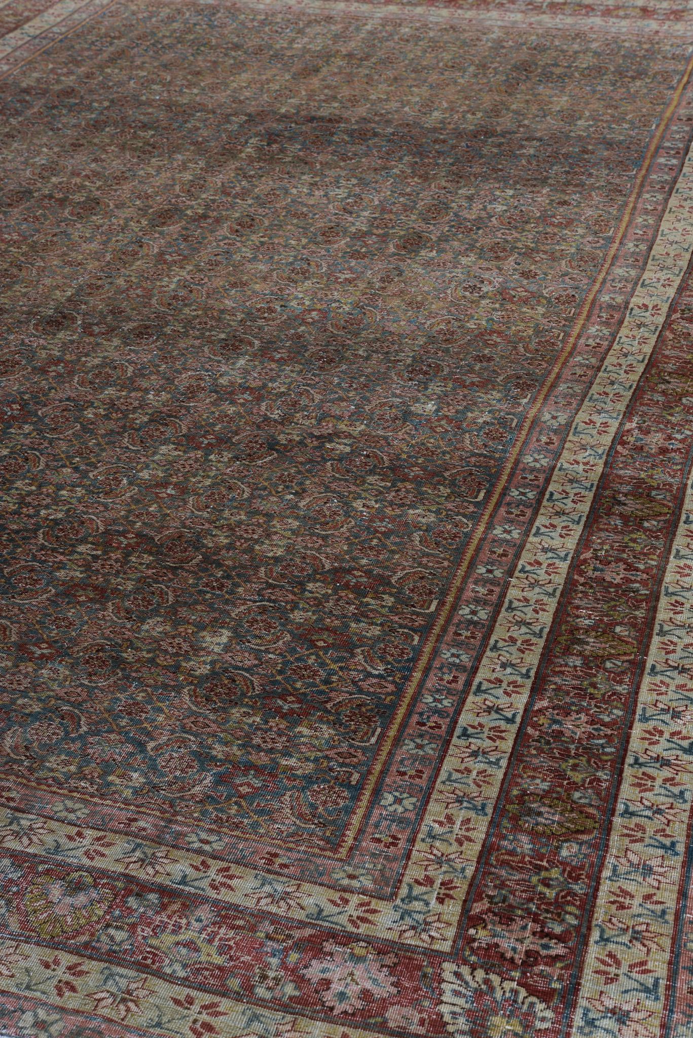 Tribal Eliko Rugs by David Ariel Colorful Antique Persian Bidjar Carpet, Herati FIeld For Sale