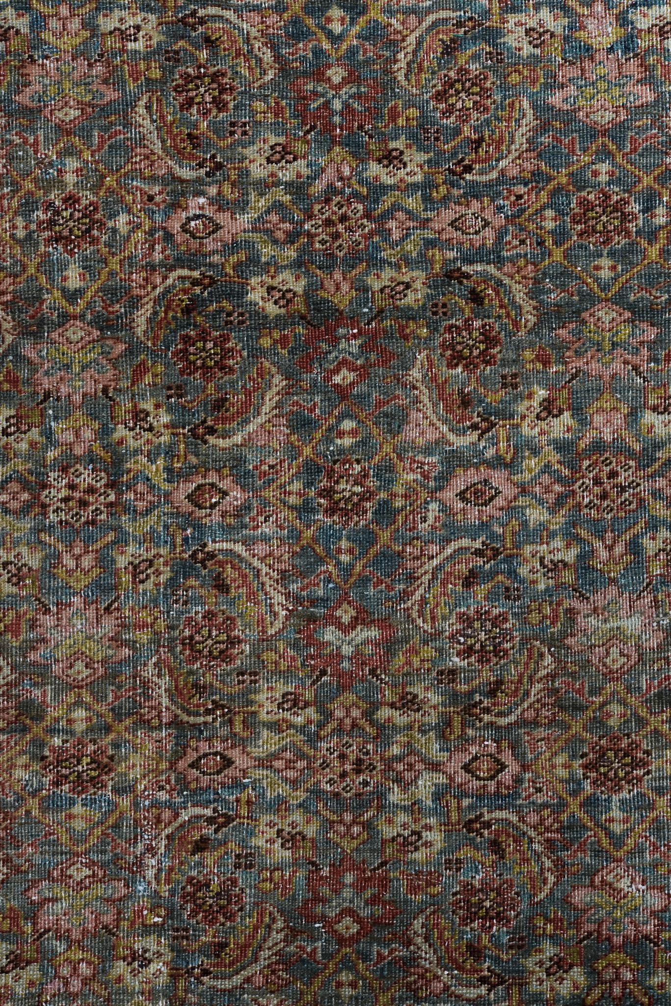 Hand-Knotted Eliko Rugs by David Ariel Colorful Antique Persian Bidjar Carpet, Herati FIeld For Sale