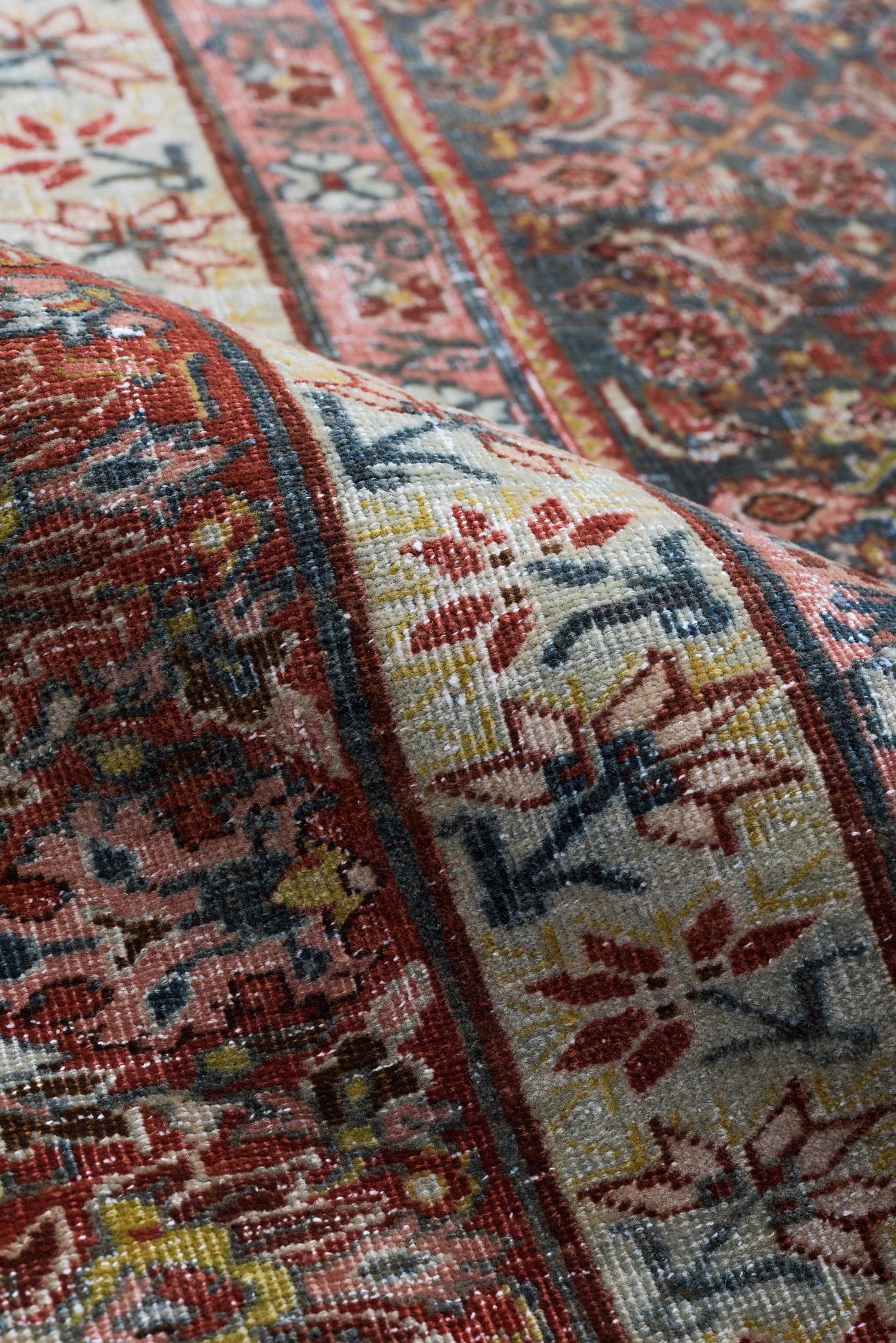 Wool Eliko Rugs by David Ariel Colorful Antique Persian Bidjar Carpet, Herati FIeld For Sale