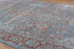 Eliko Rugs by David Ariel Finely Woven Antique Kashan Carpet with Reds and Blues