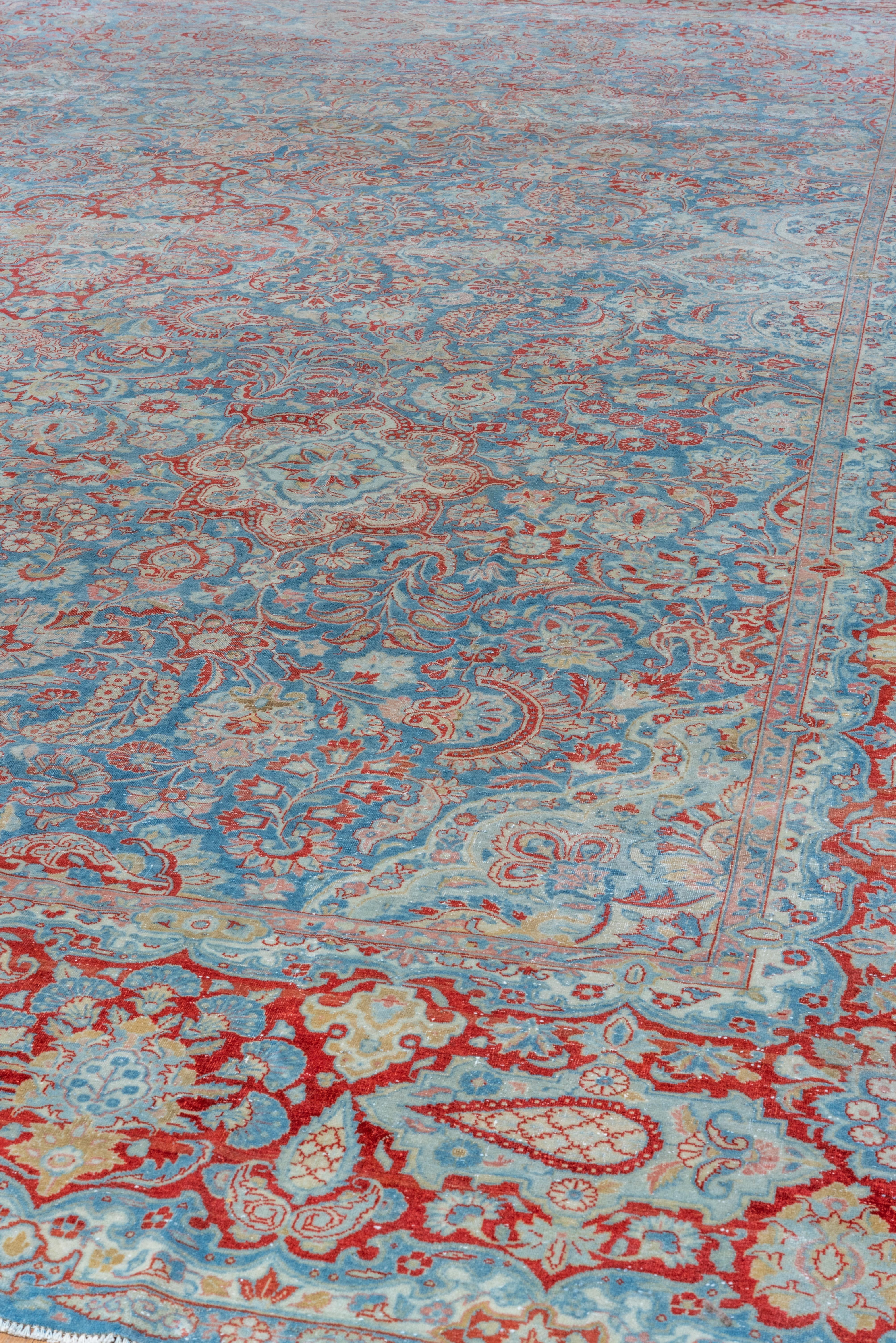 Persian Eliko Rugs by David Ariel Finely Woven Antique Kashan Carpet with Reds and Blues For Sale