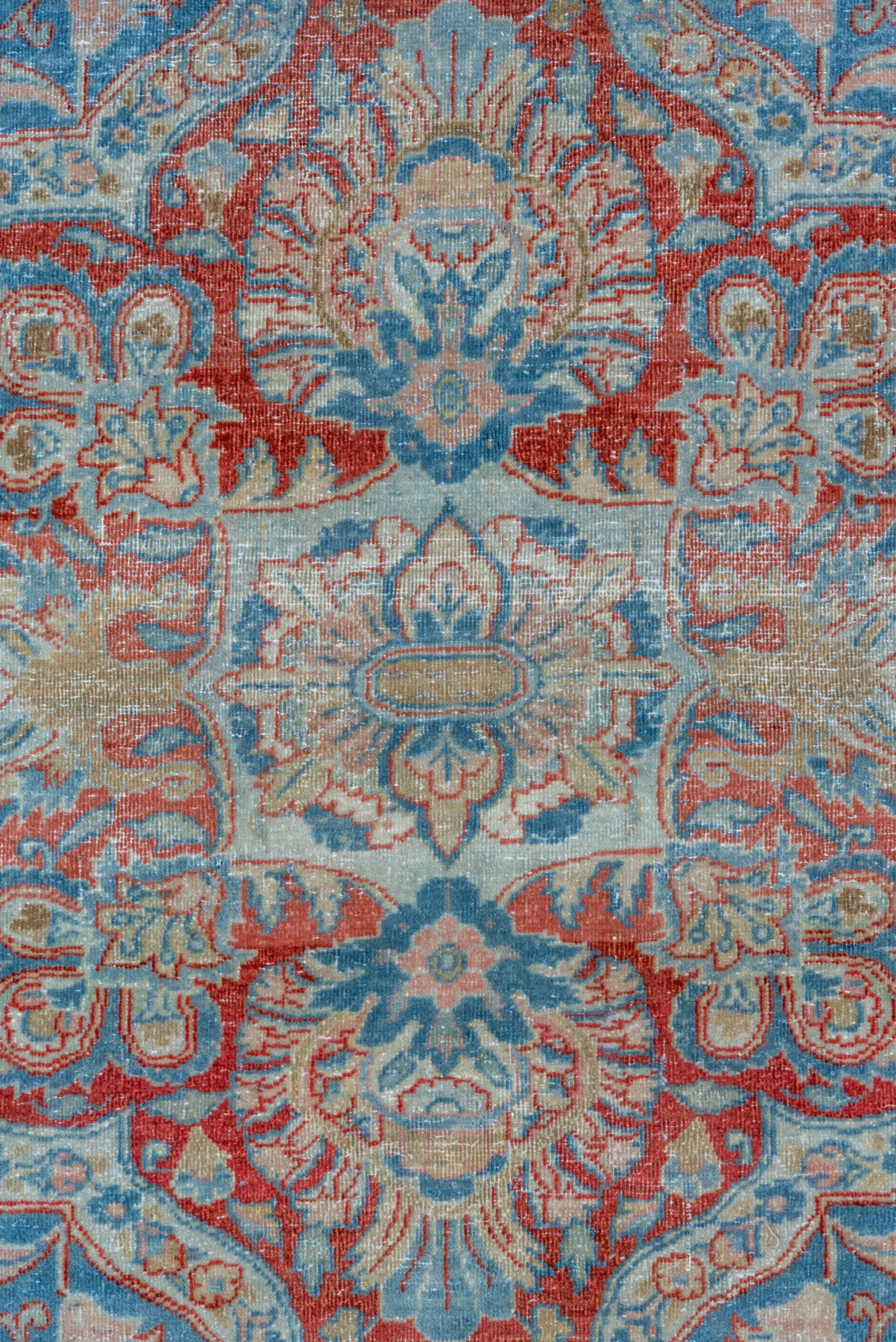 Hand-Knotted Eliko Rugs by David Ariel Finely Woven Antique Kashan Carpet with Reds and Blues For Sale