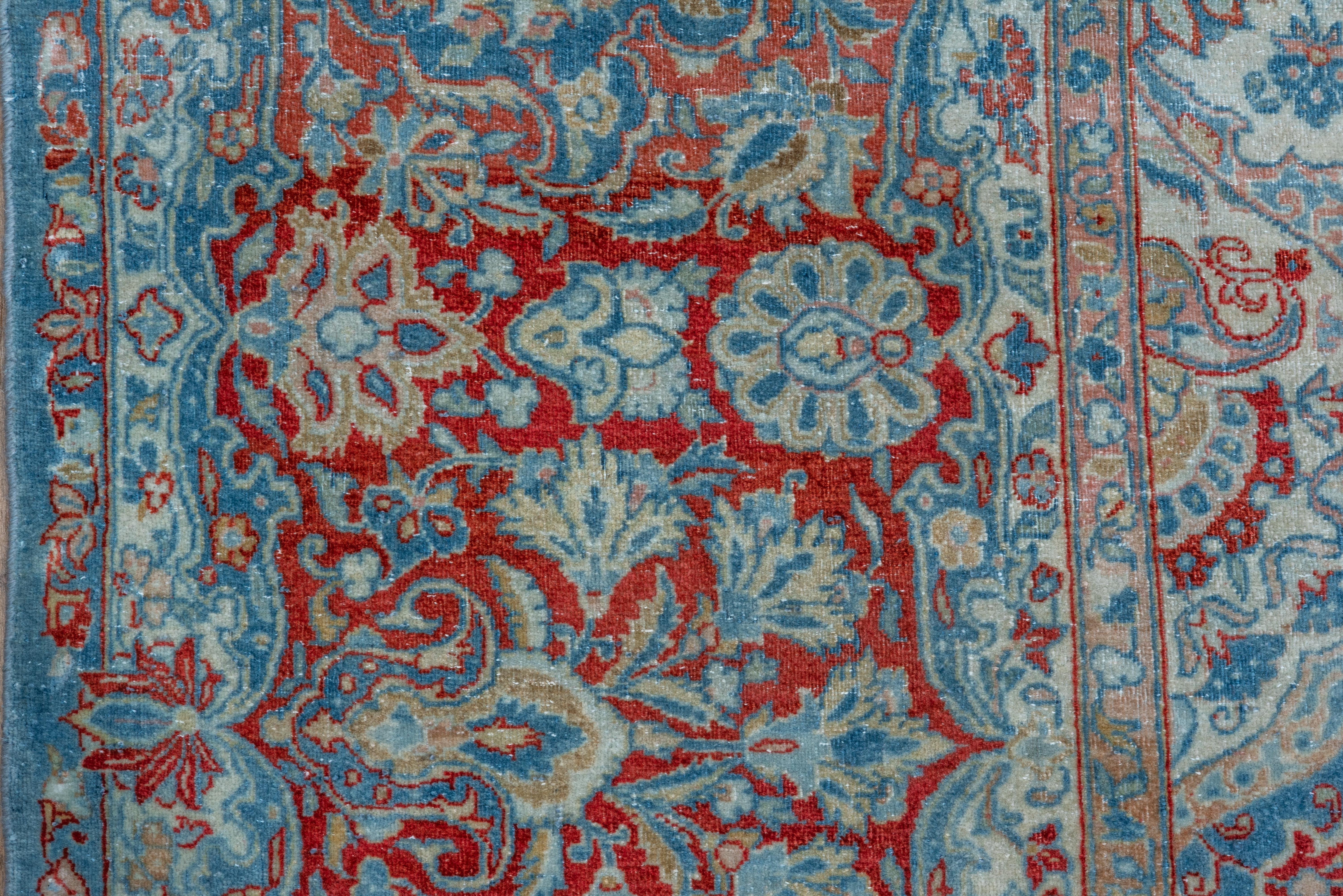 Mid-20th Century Eliko Rugs by David Ariel Finely Woven Antique Kashan Carpet with Reds and Blues For Sale