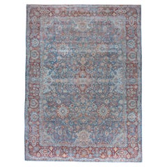 Eliko Rugs von David Ariel Fein gewebter antiker Kashan-Teppich mit Rot- und Blautönen