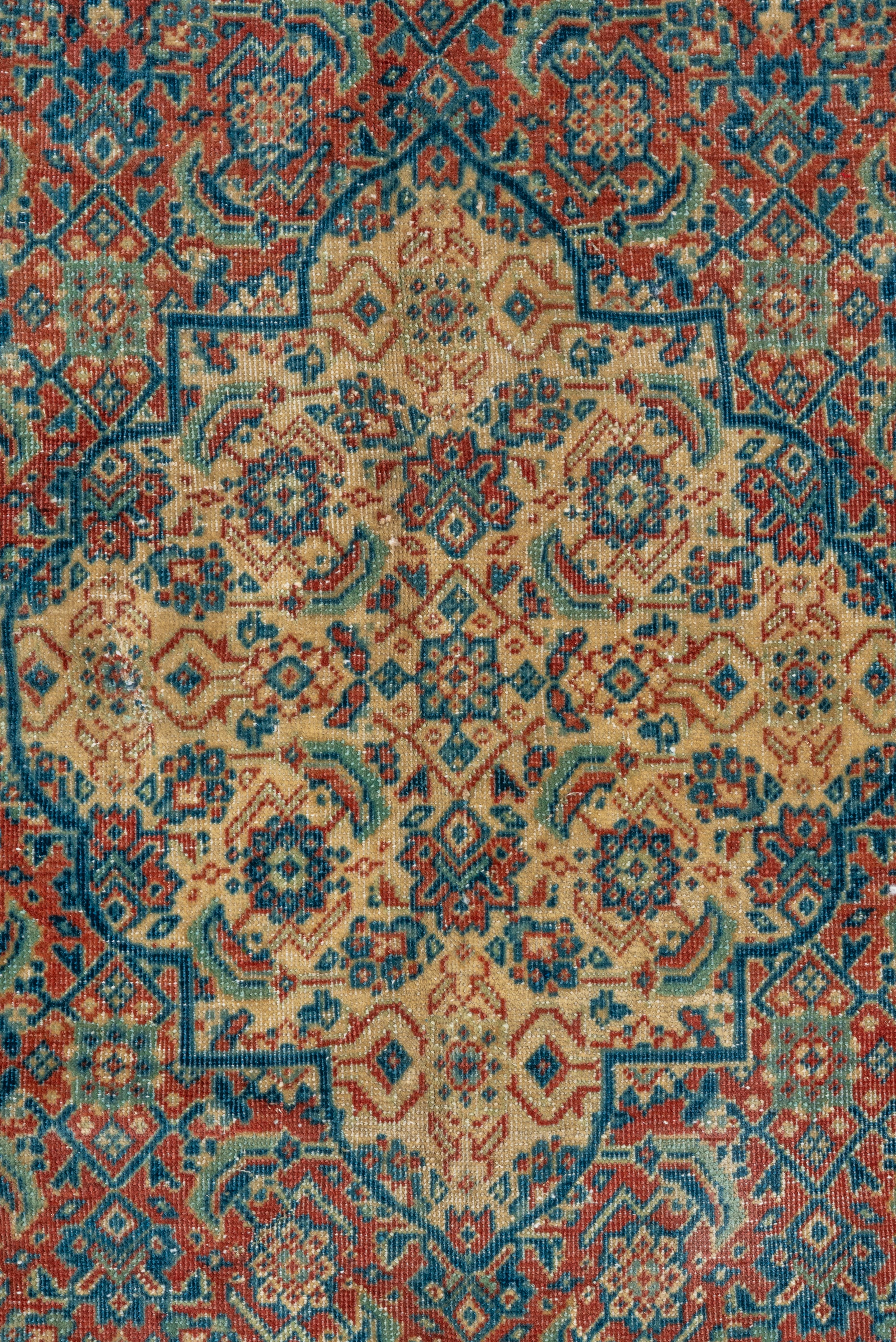 Hand-Knotted Finely Woven Antique Tabriz Rug, Blue and Red Tones For Sale