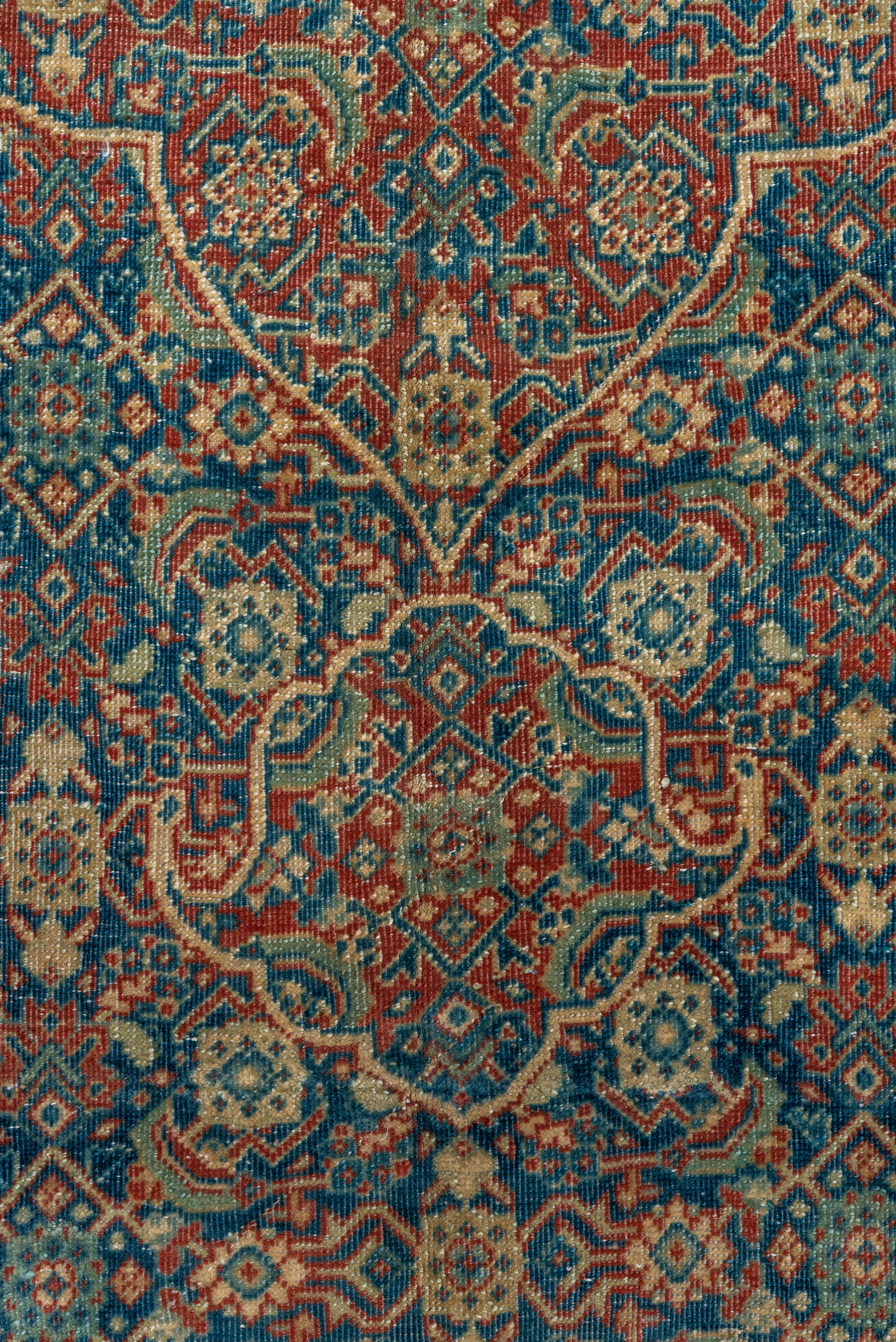Fein gewebter antiker Täbris-Teppich von David Ariel in Blau- und Rottönen (Handgeknüpft) im Angebot